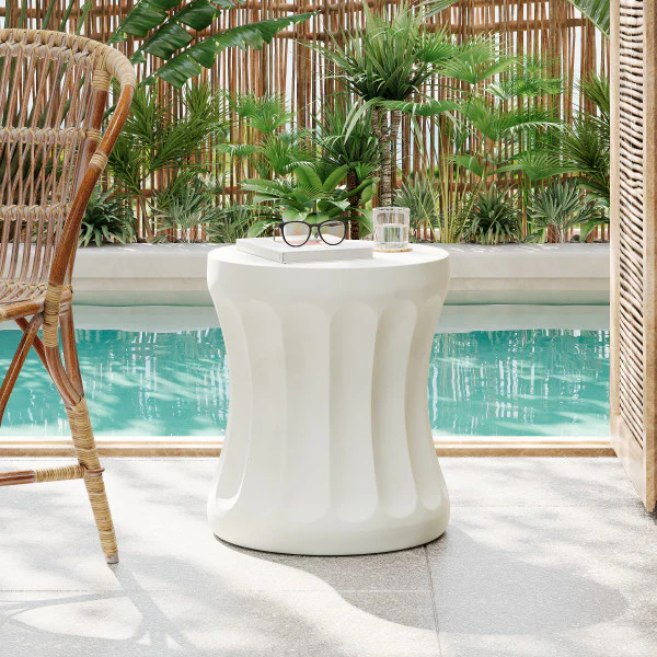 Hollis Outdoor Round Concrete Side Table - furnishings
