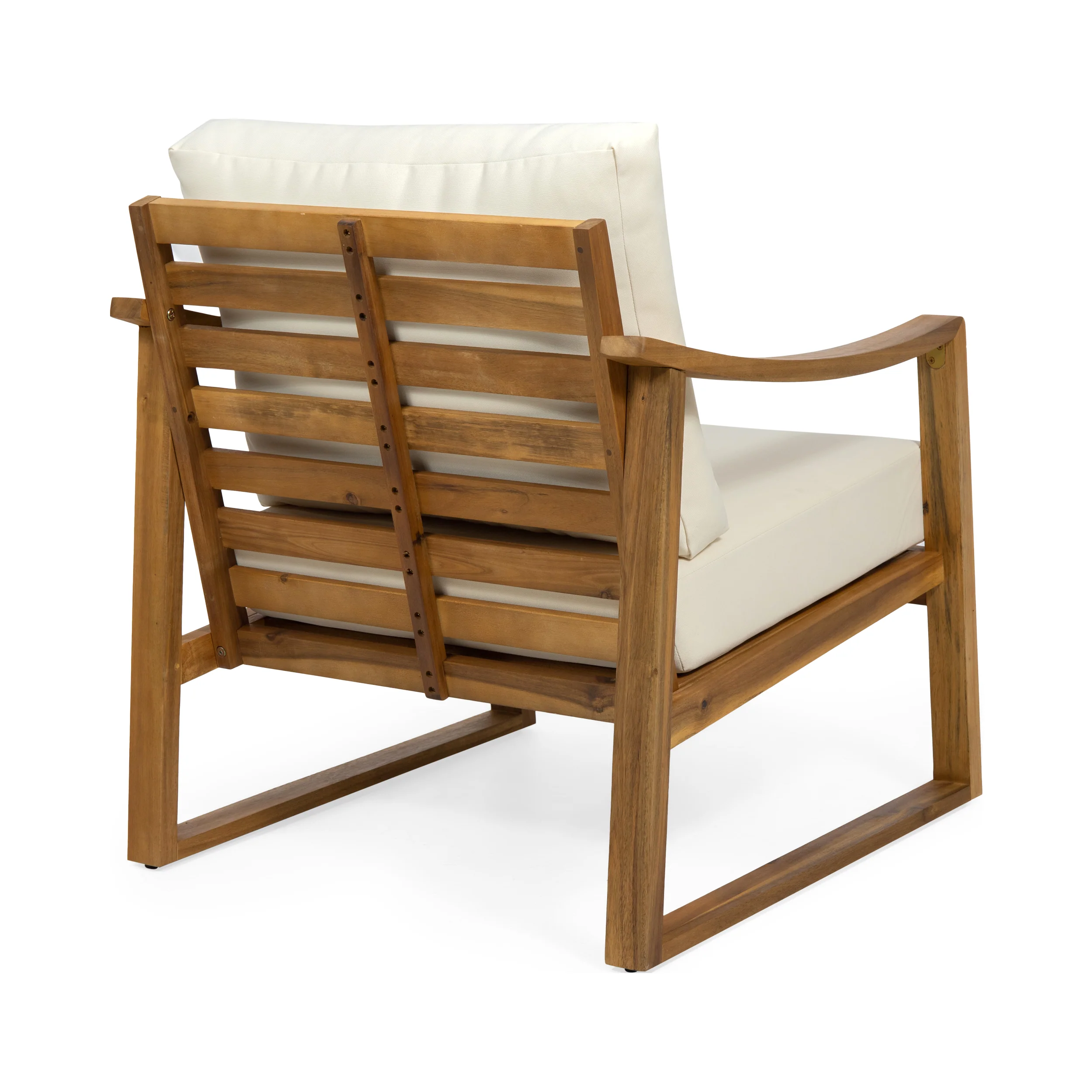 Johnlucas Outdoor Acacia Wood Club Chairs with Water Resistant Cushions (Set of 2) - furnishings