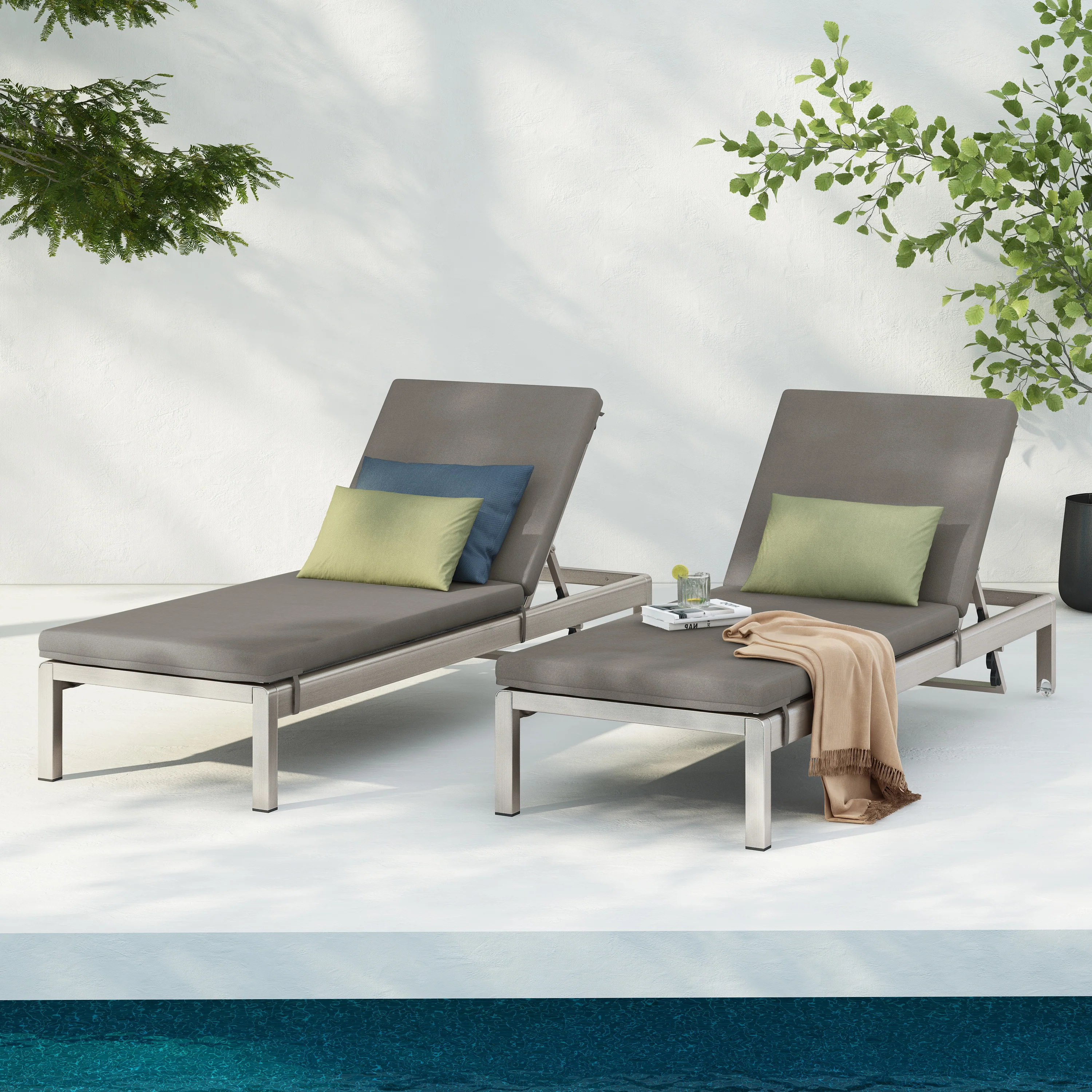 Cherie Modern Outdoor Adjustable Chaise Lounge with Cushion - furnishings