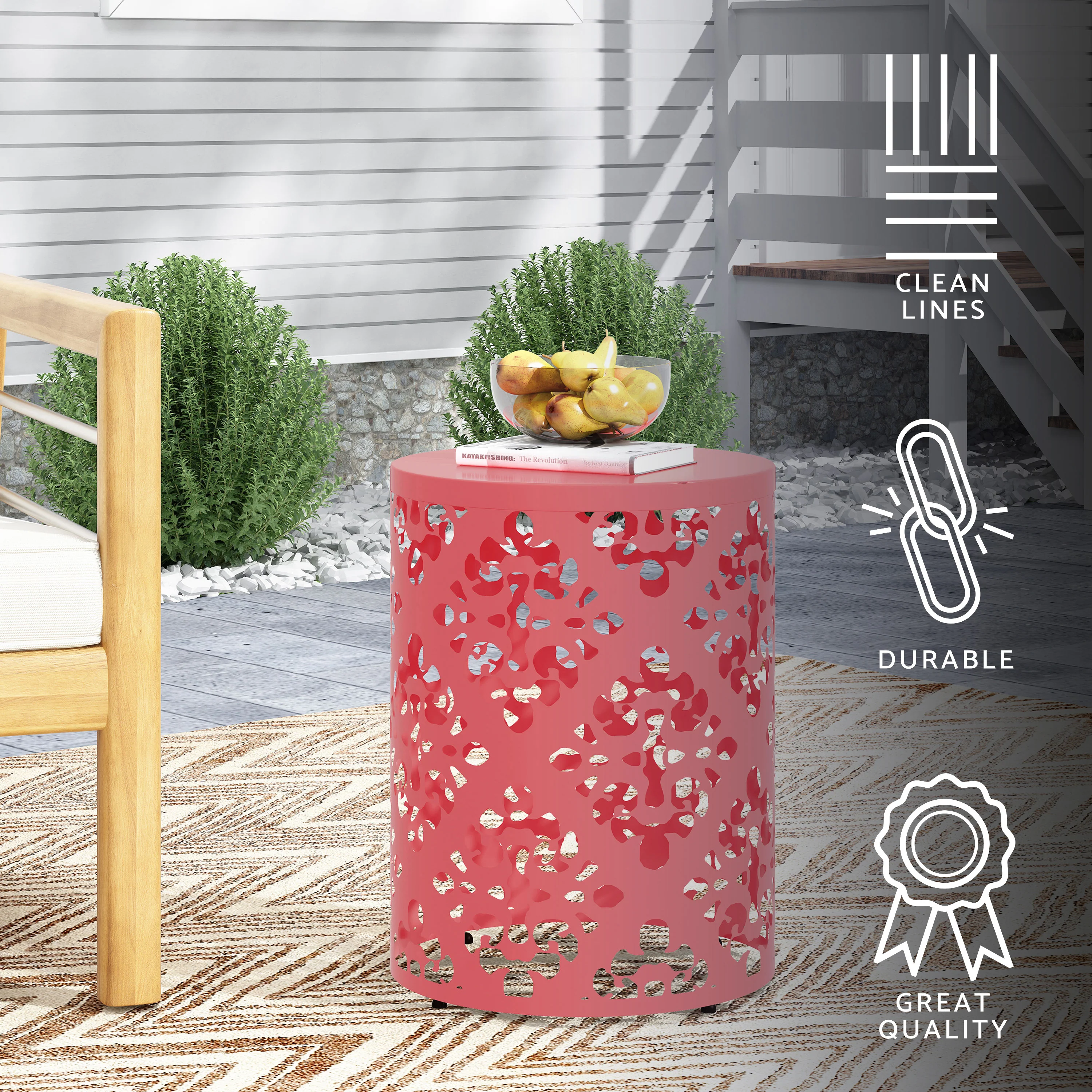 Verdugo Outdoor Metal Side Table - furnishings