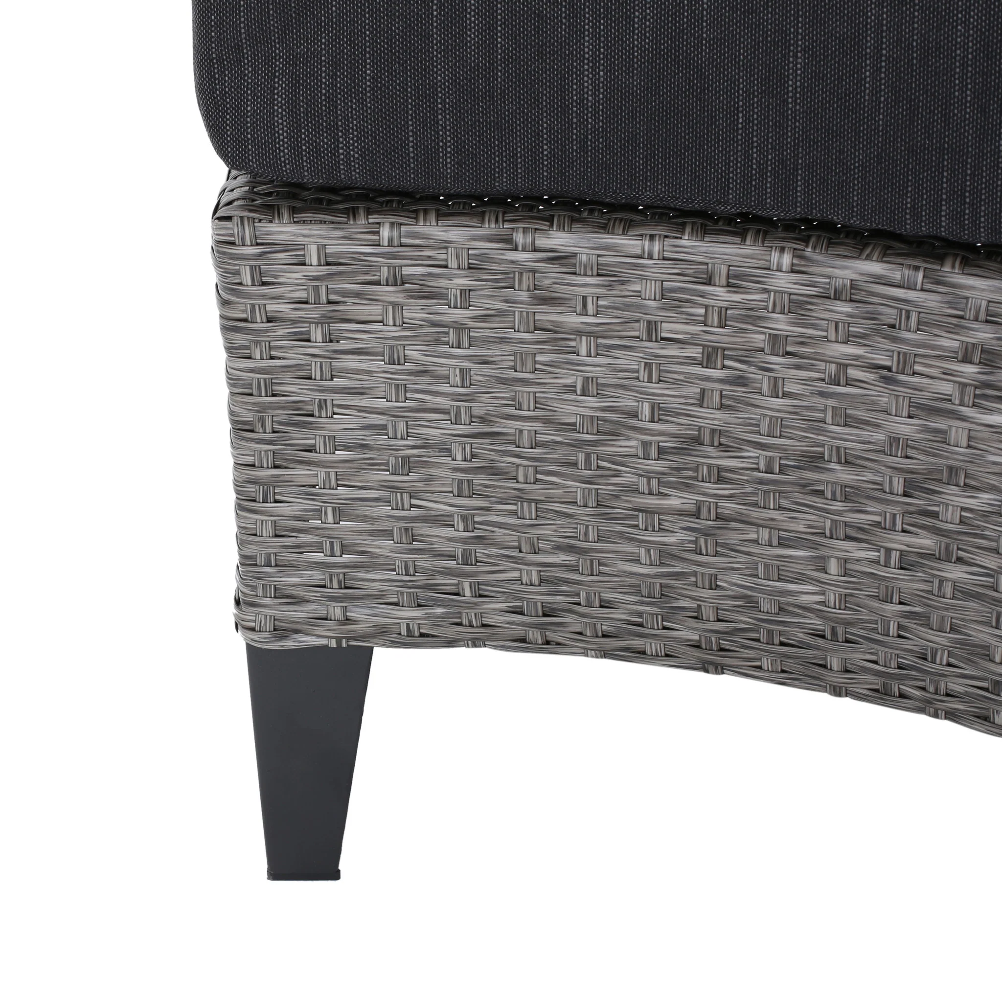 Nessett Outdoor 6 Piece Mixed Black Wicker Half Round Sofa Set with Light Grey Fire Table - furnishings