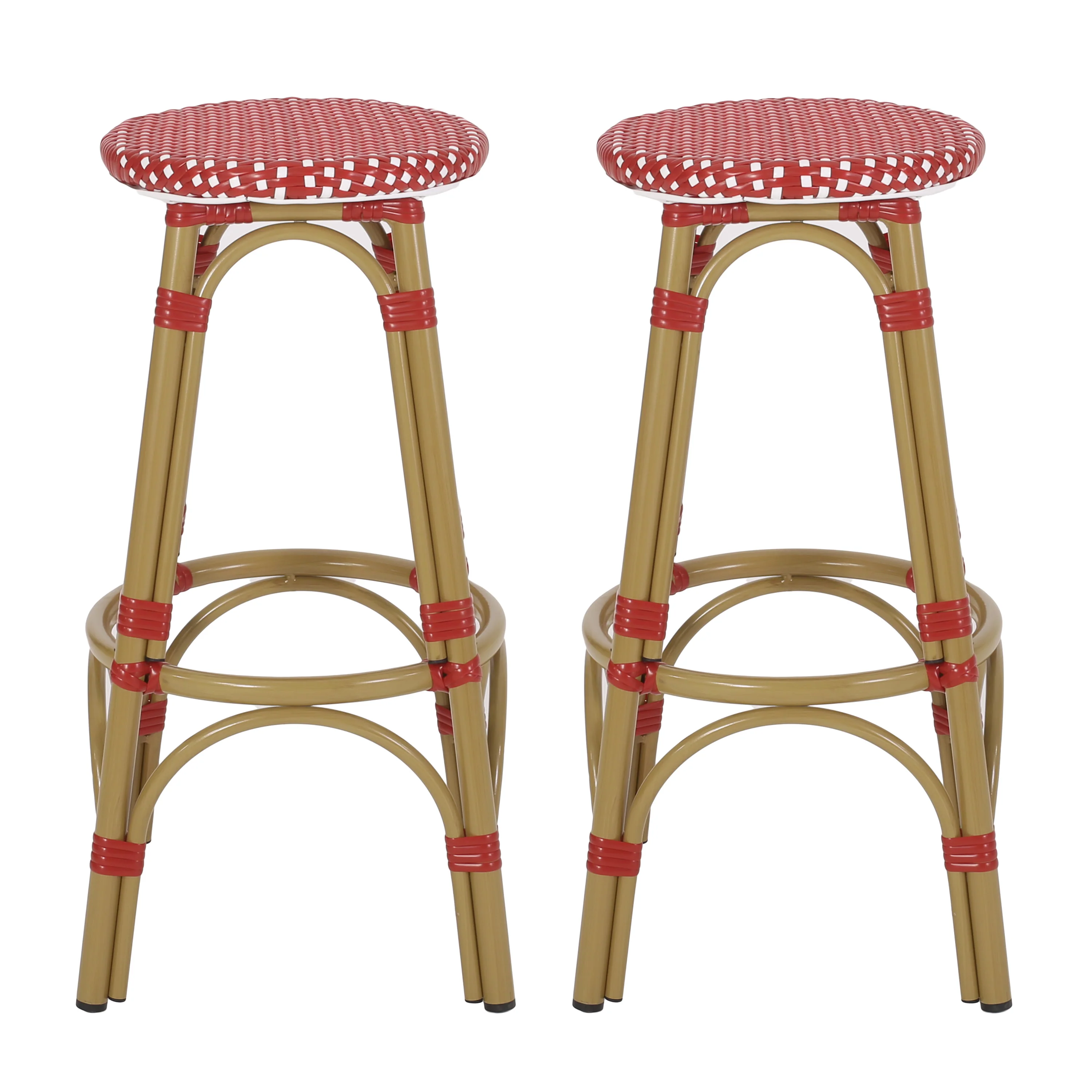 Dohney Outdoor French Aluminum 29.5 Inch Barstools, Set of 2 - furnishings
