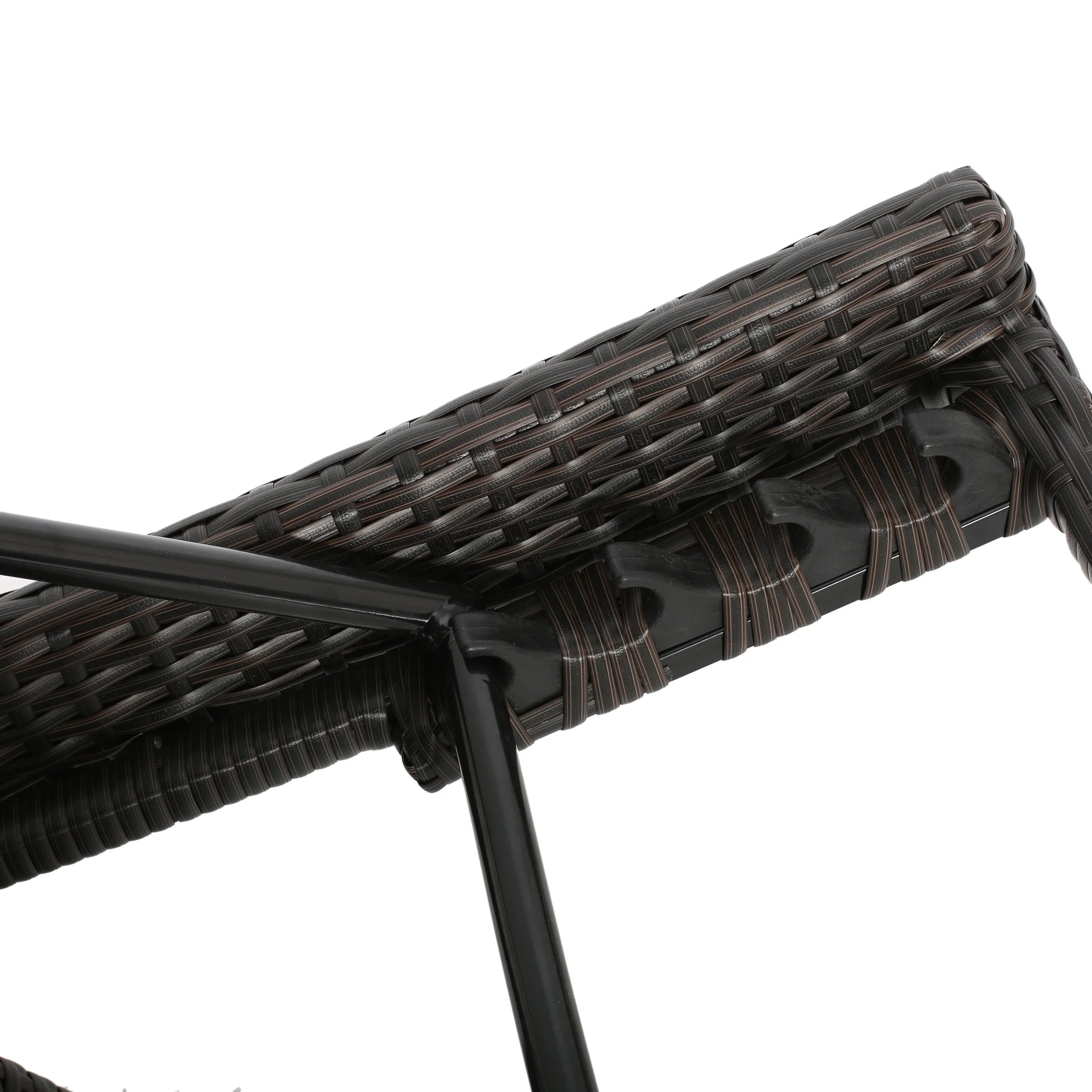 Lakeport Brown Wicker Curved Outdoor Chaise Lounge Chair w/ Arms - furnishings