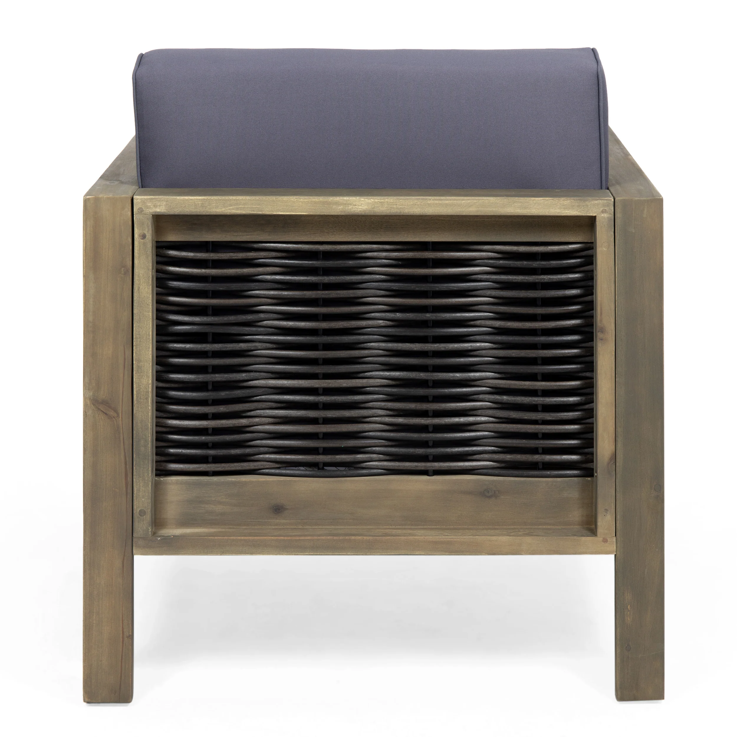 Mayes Outdoor Acacia Wood Club Chair with Wicker Accents (Set of 2) - furnishings