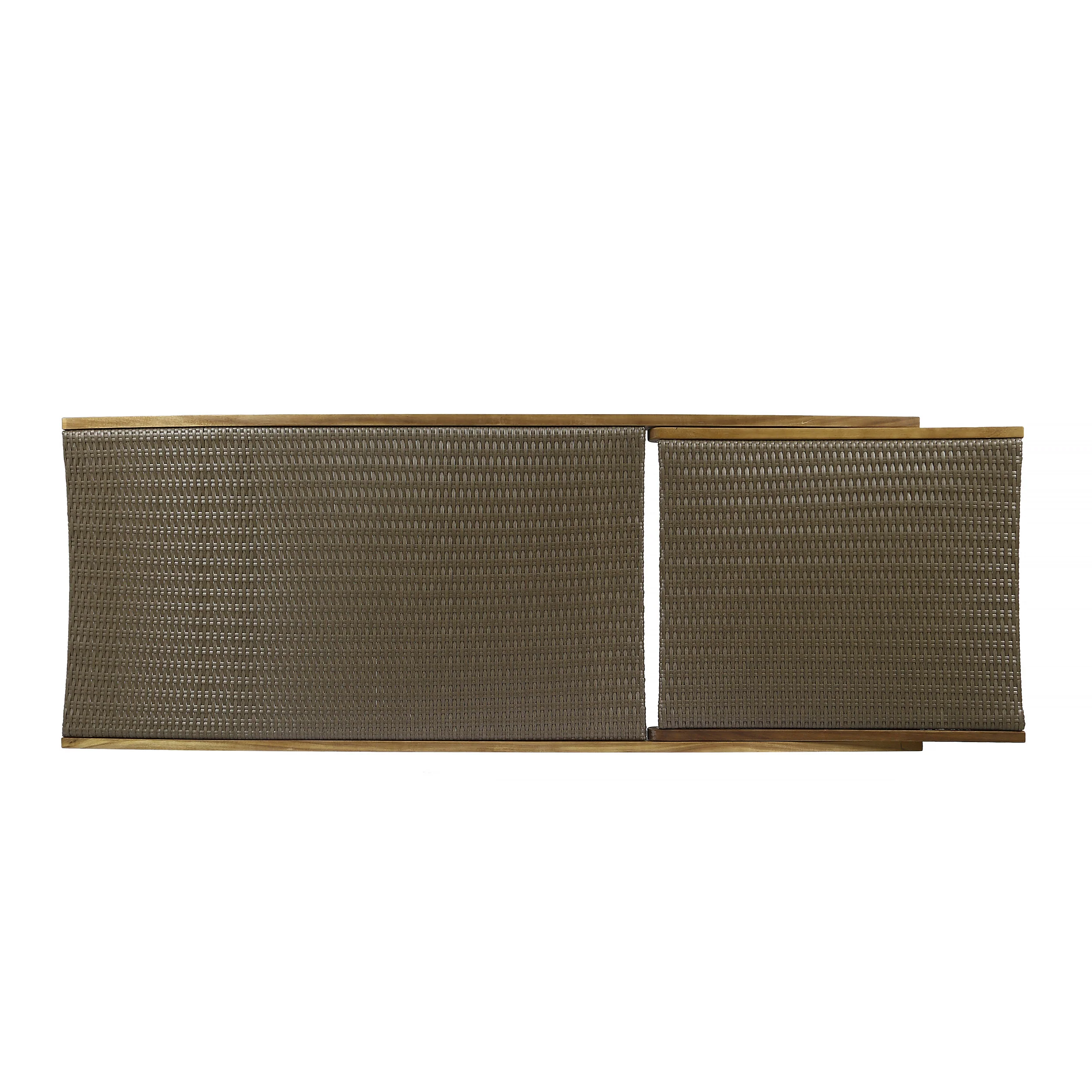 Yedda Outdoor Wicker and Wood Chaise Lounge with Pull-Out Tray - furnishings