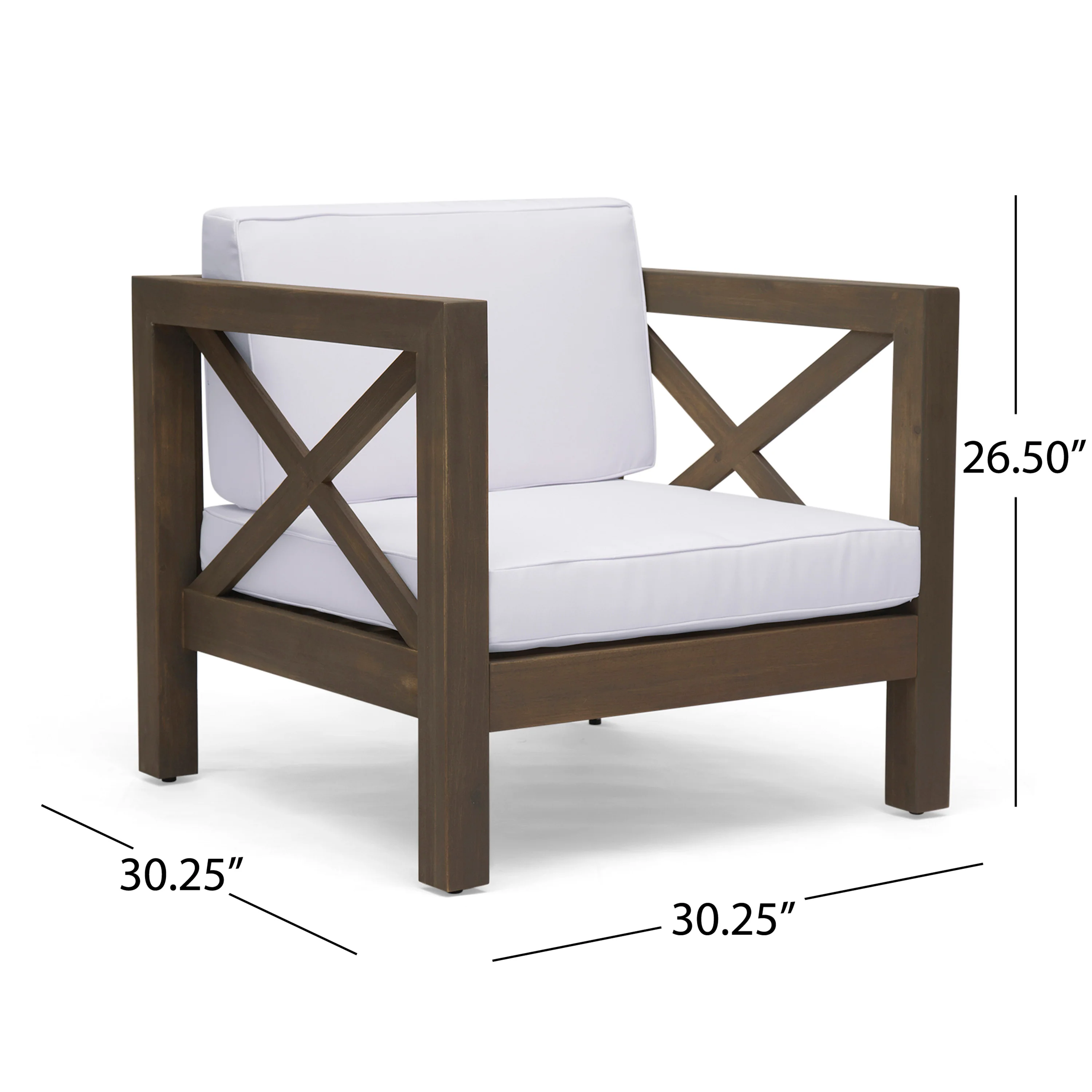 Indira Outdoor Acacia Wood Club Chairs with Cushions (Set of 2) - furnishings