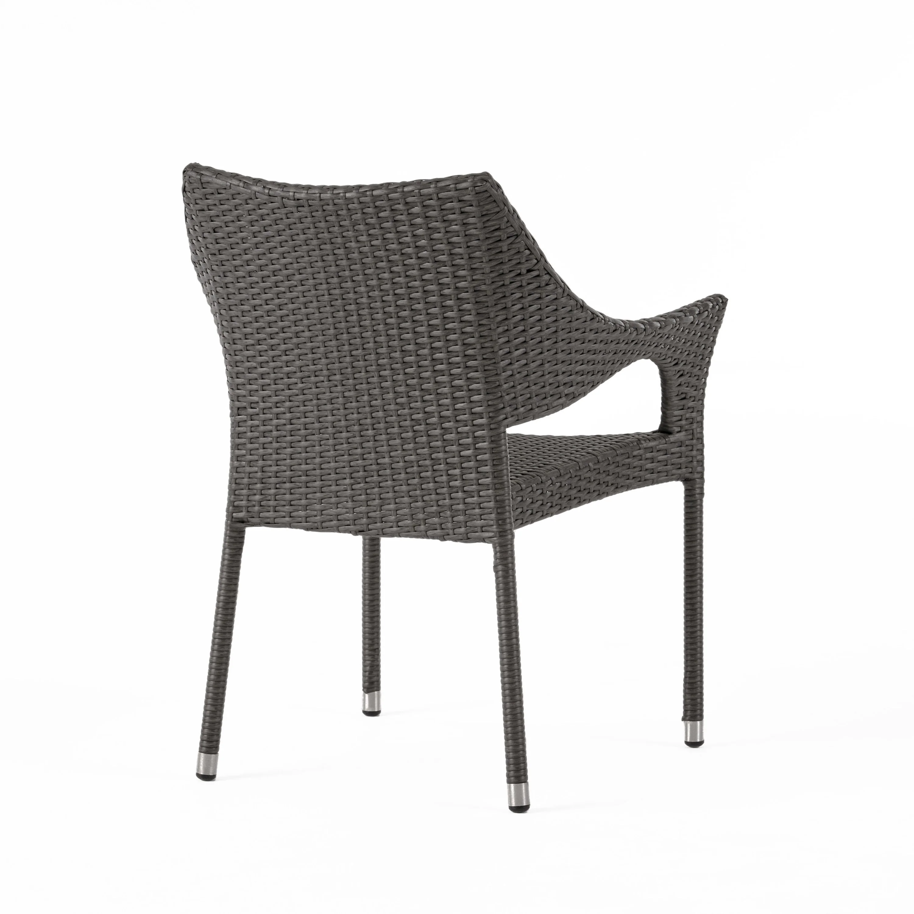 Mann Outdoor 3 Piece Wood and Wicker Bistro Set, Gray and Gray - furnishings