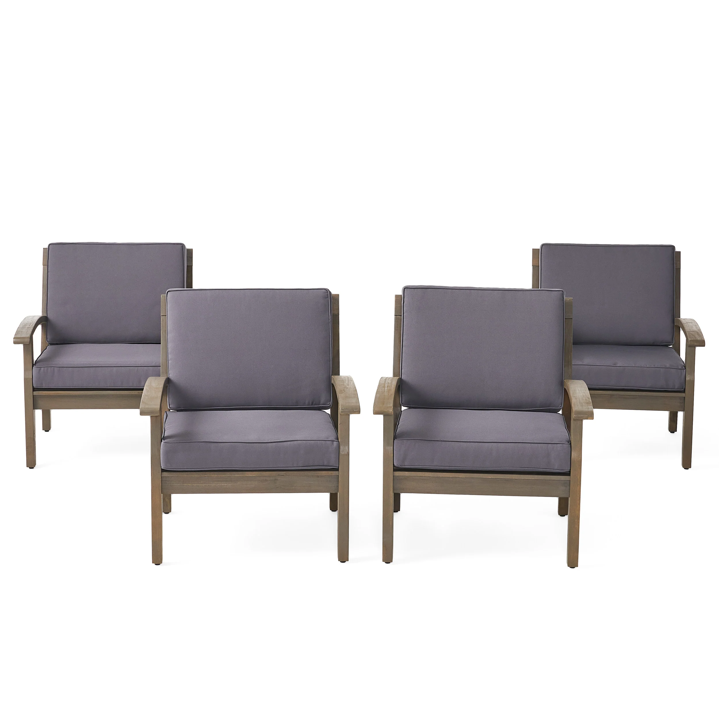 Keanu Outdoor Wooden Club Chairs (Set of 4) - furnishings
