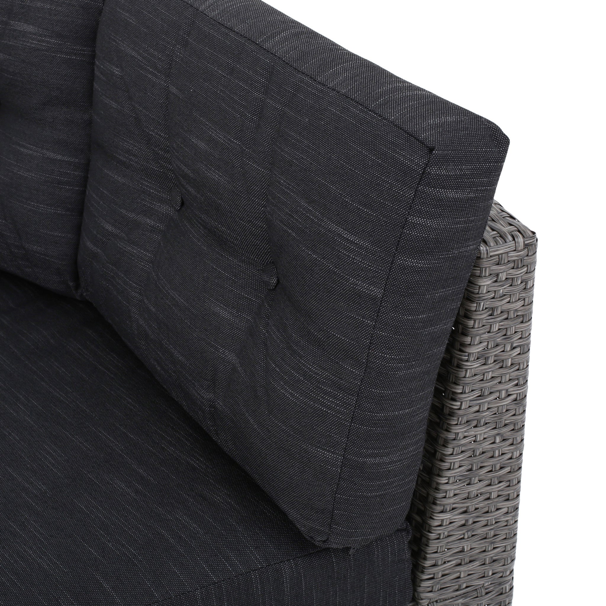 Nessett Outdoor 6 Piece Mixed Black Wicker Half Round Sofa Set with Light Grey Fire Table - furnishings