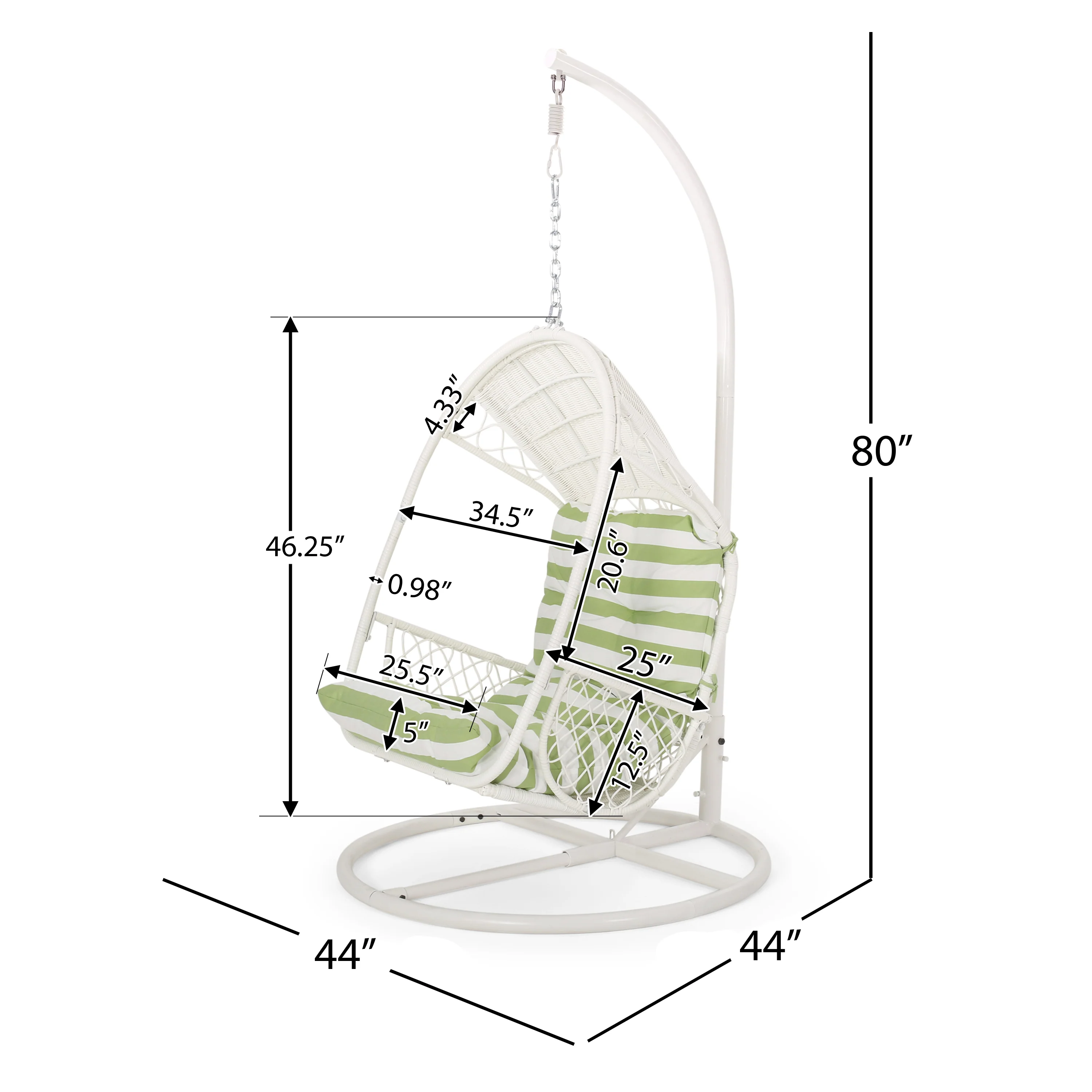 Primo Outdoor Wicker Hanging Basket Egg Chair with Stand - furnishings