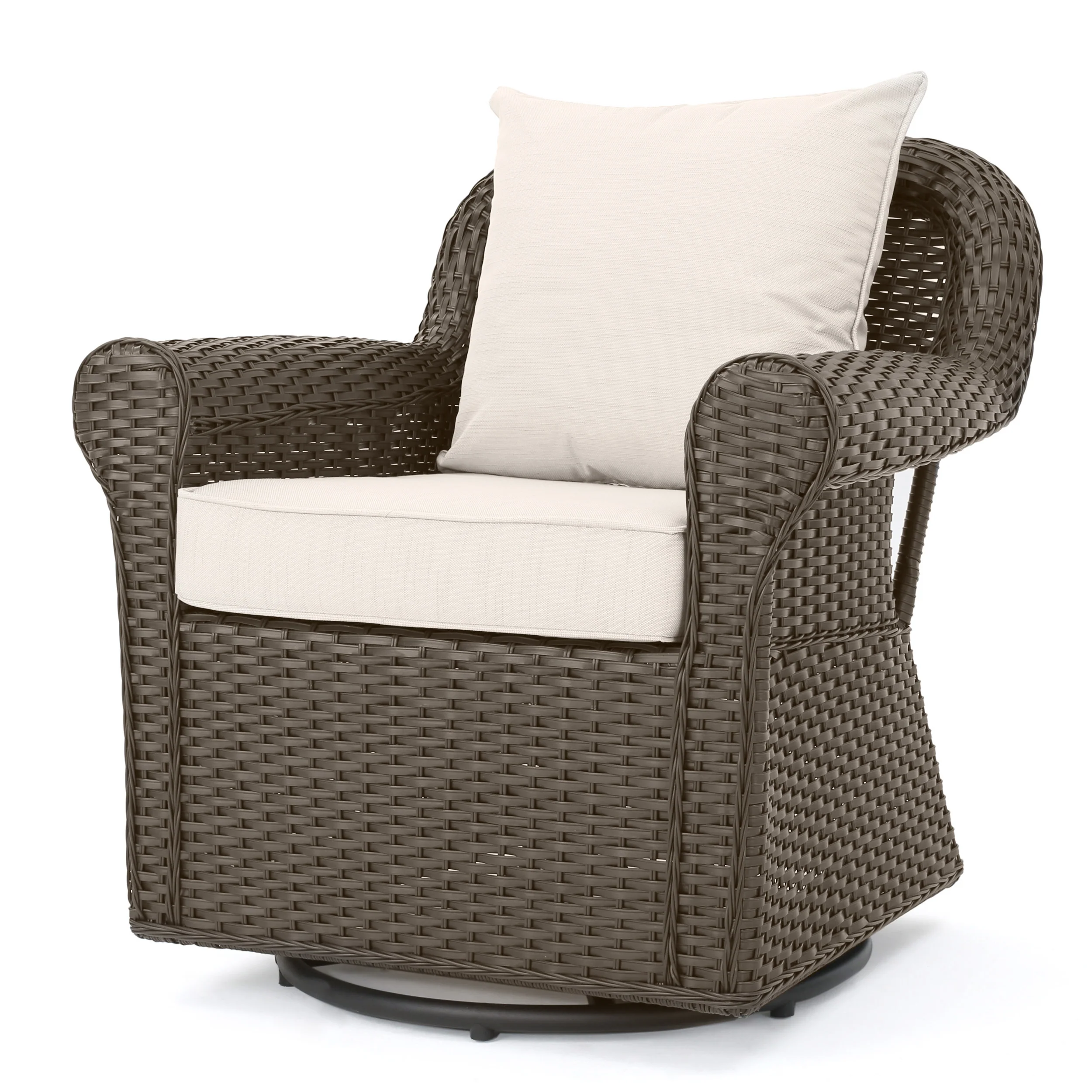 Admiral Outdoor 4 Seater Wicker Swivel Chair and Fire Pit Set - furnishings