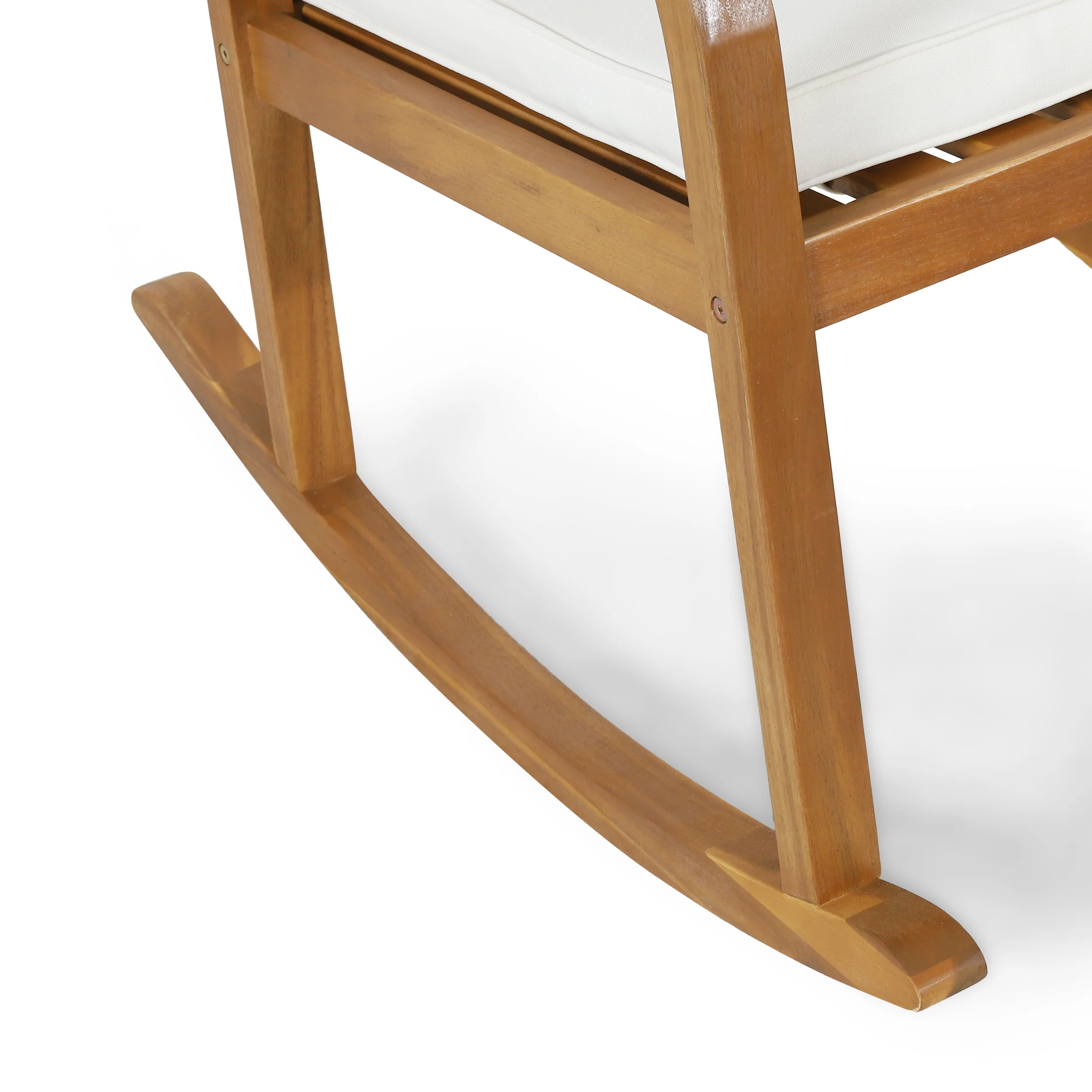 Kessler Outdoor Acacia Wood Rocking Chair with Cushion, Set of 2, Teak and Beige - furnishings