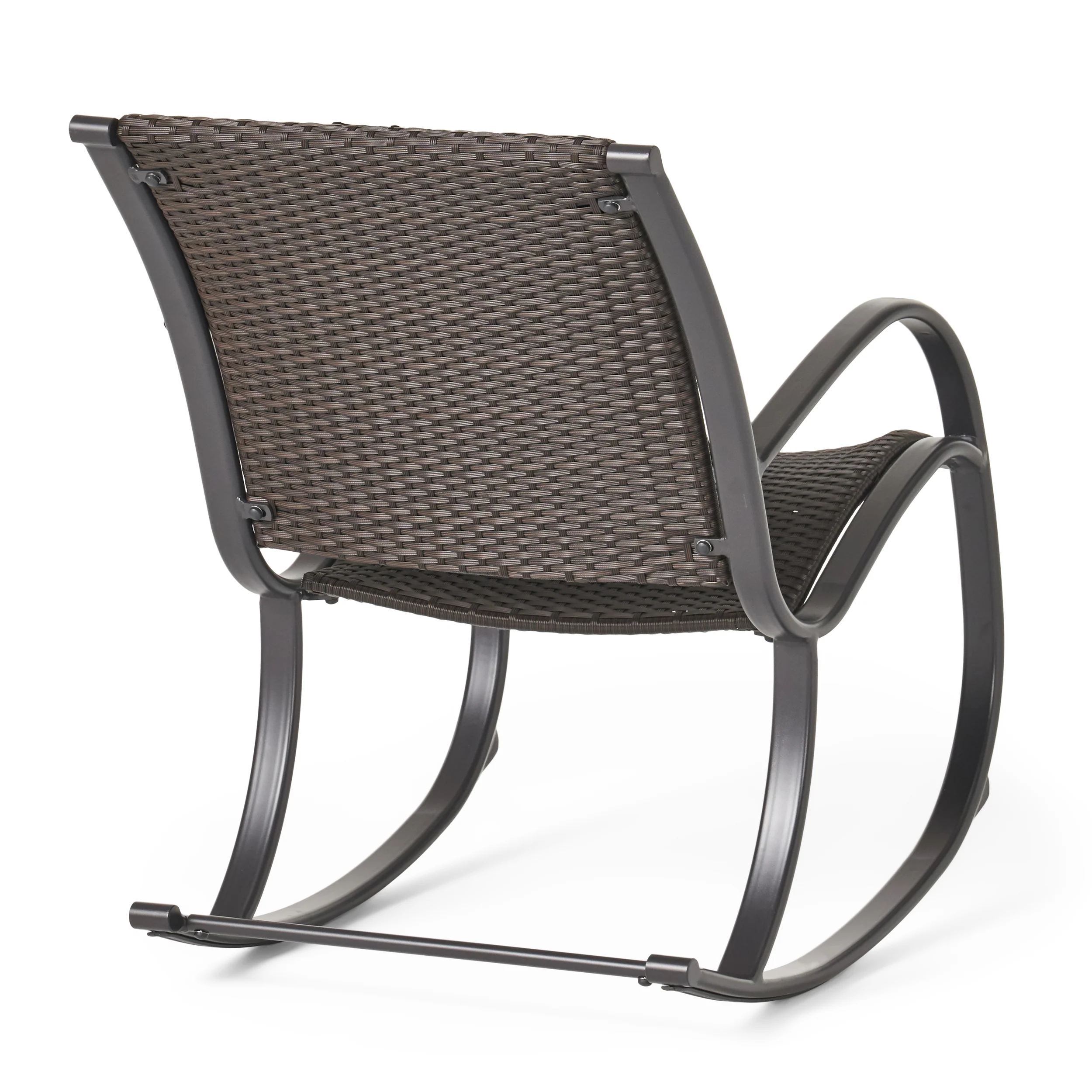 Leann Outdoor Dark Brown Wicker Rocking Chair - furnishings