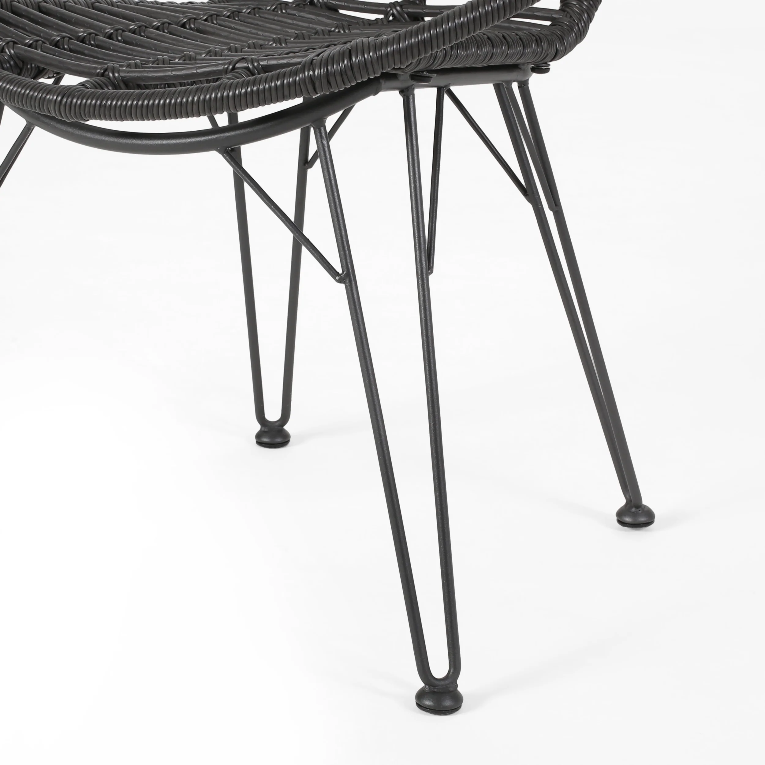 Zeferino Outdoor Modern Boho 2 Seater Wicker Chat Set with Side Table - furnishings