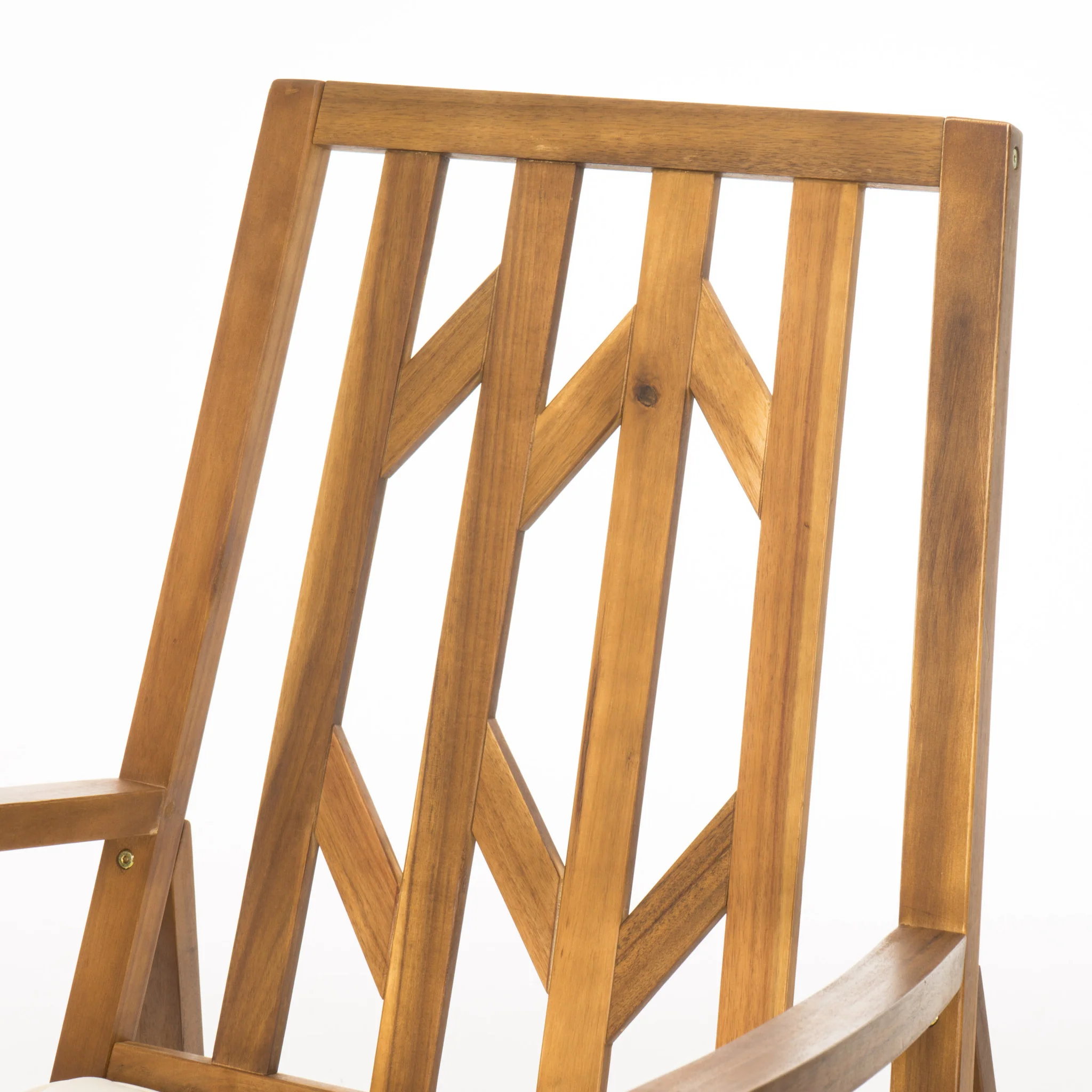 Noble Outdoor Geometric Teak Acacia Wood Rocking Chair with Accent Table - furnishings