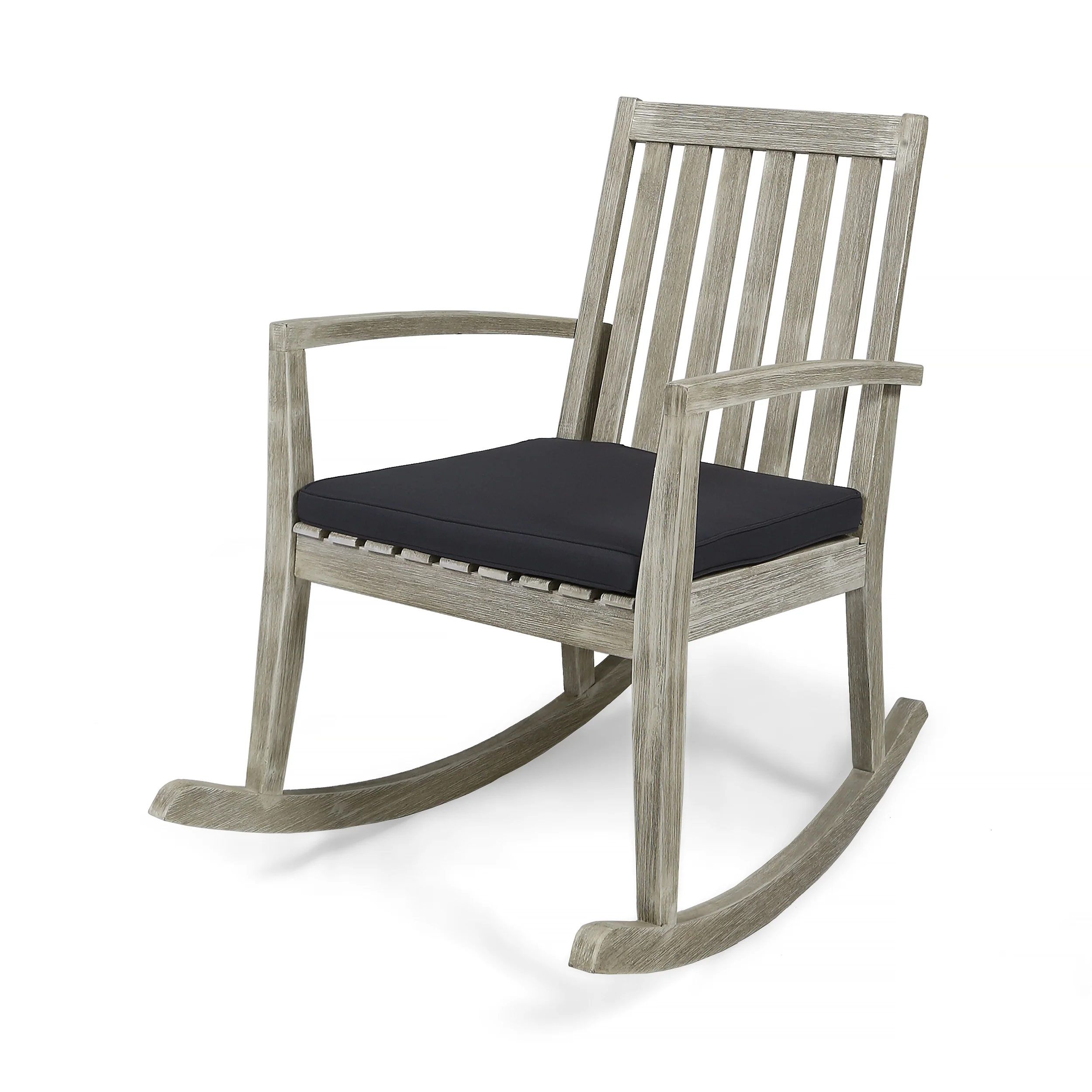Yvonne Outdoor Acacia Wood Rocking Chair with Water-Resistant Cushions - furnishings