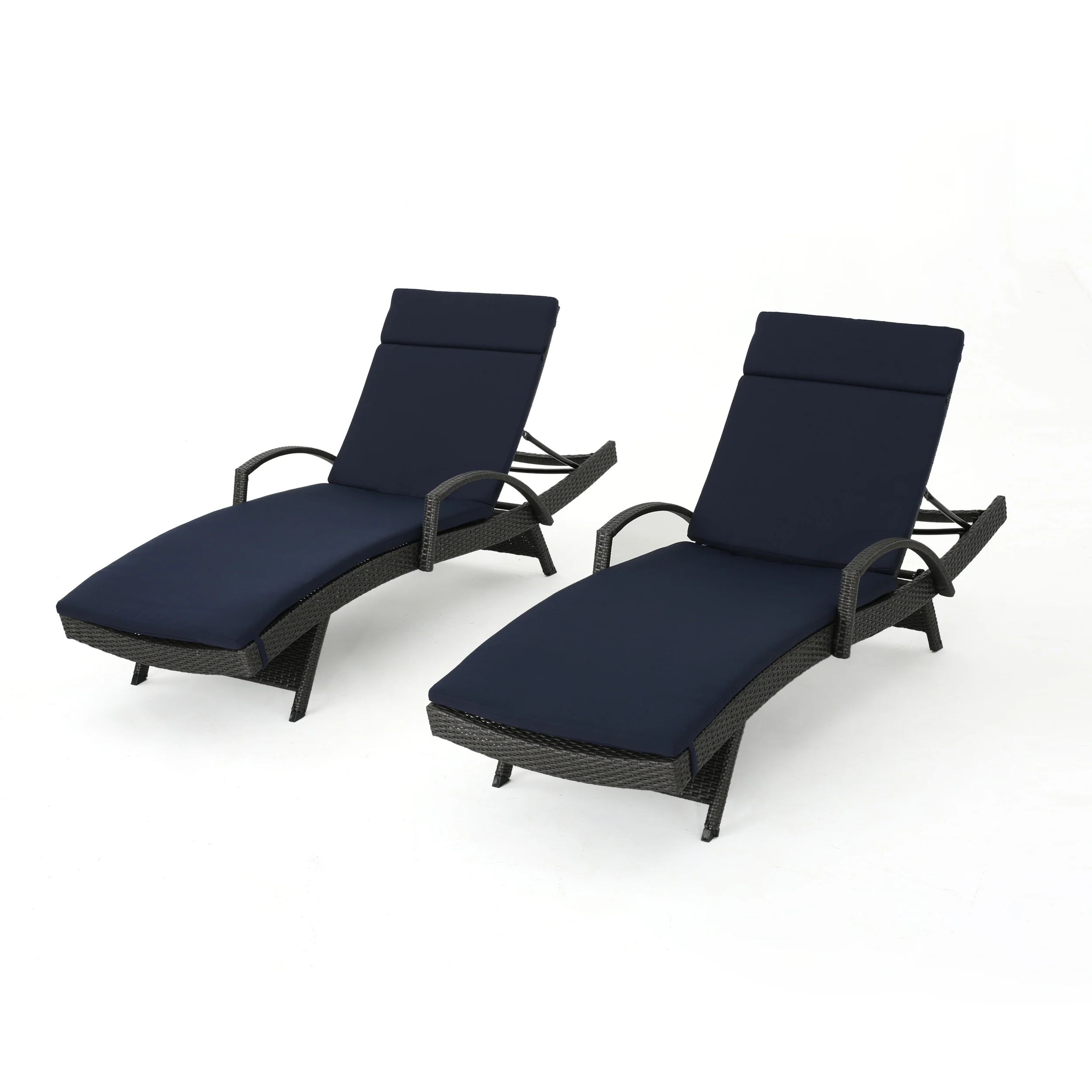 Soleil Outdoor Wicker Chaise Lounges w/ Water Resistant Cushions (Set of 2) - furnishings