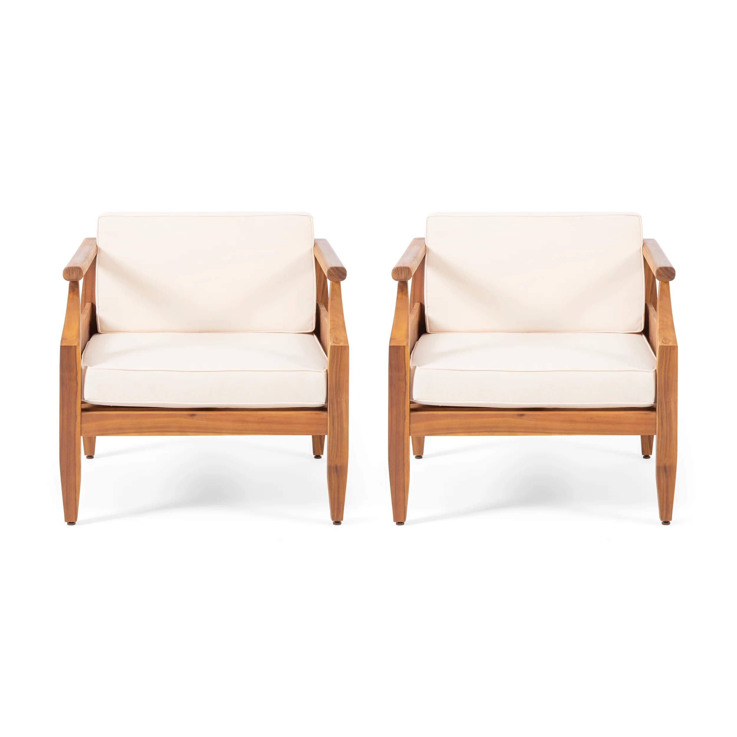 Bianca Outdoor Mid-Century Modern Acacia Wood Club Chair With Cushion - furnishings
