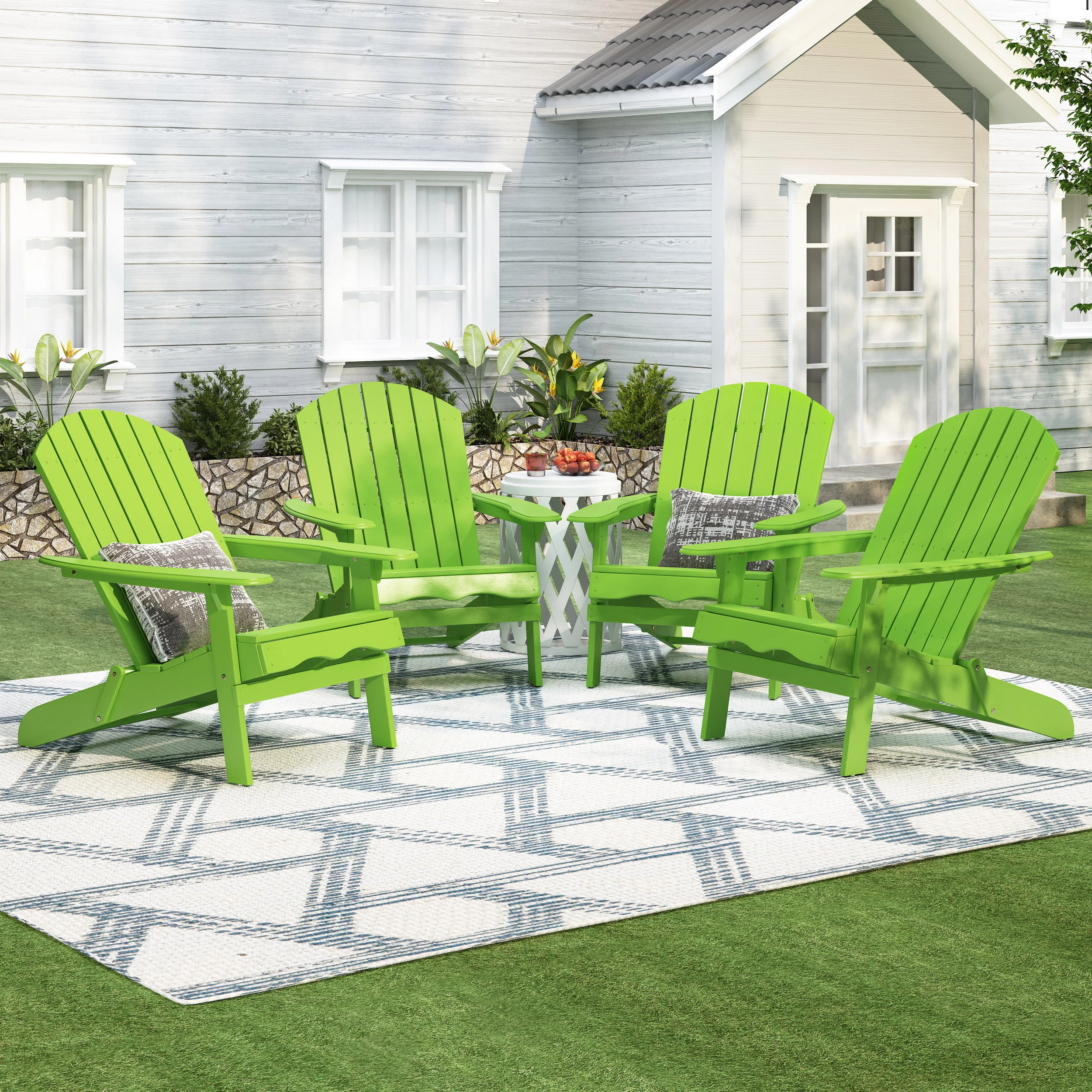 Cartagena Outdoor Rustic Acacia Wood Folding Adirondack Chair, Set of 4 - furnishings