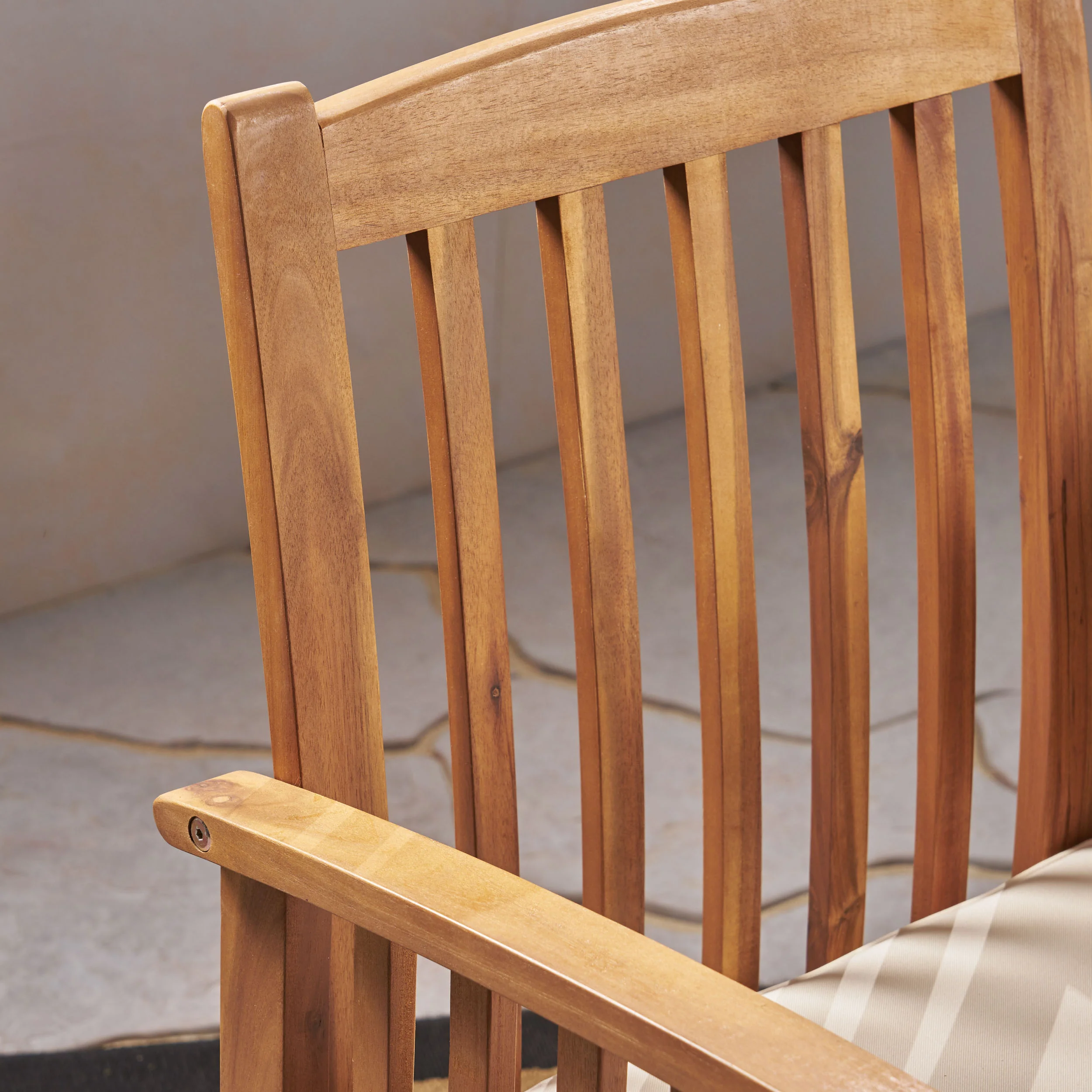 Phoenix Acacia Patio Dining Chairs, Acacia Wood with Outdoor Cushions, (Set of 2) - furnishings