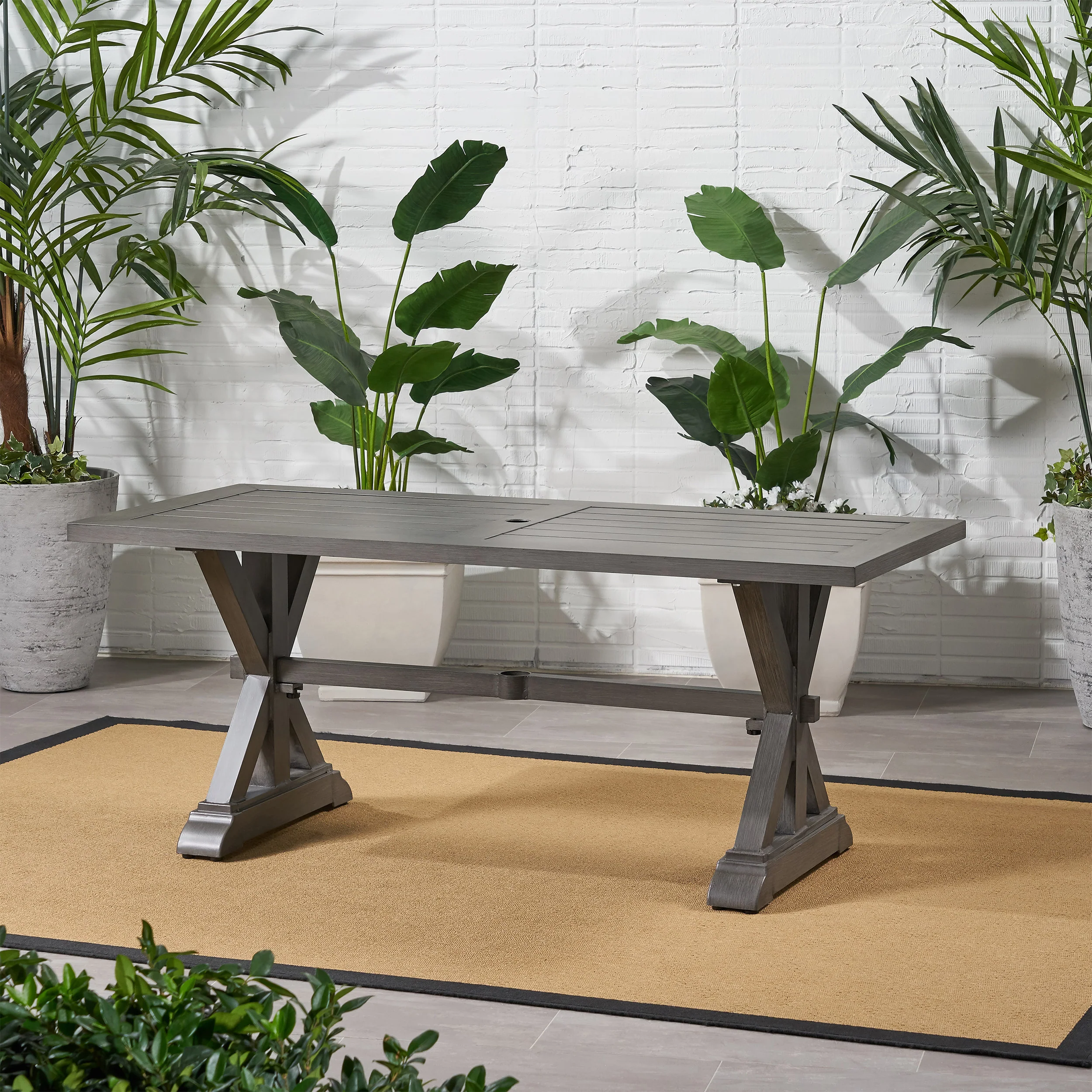 William Modern Outdoor Aluminum Dining Table - furnishings