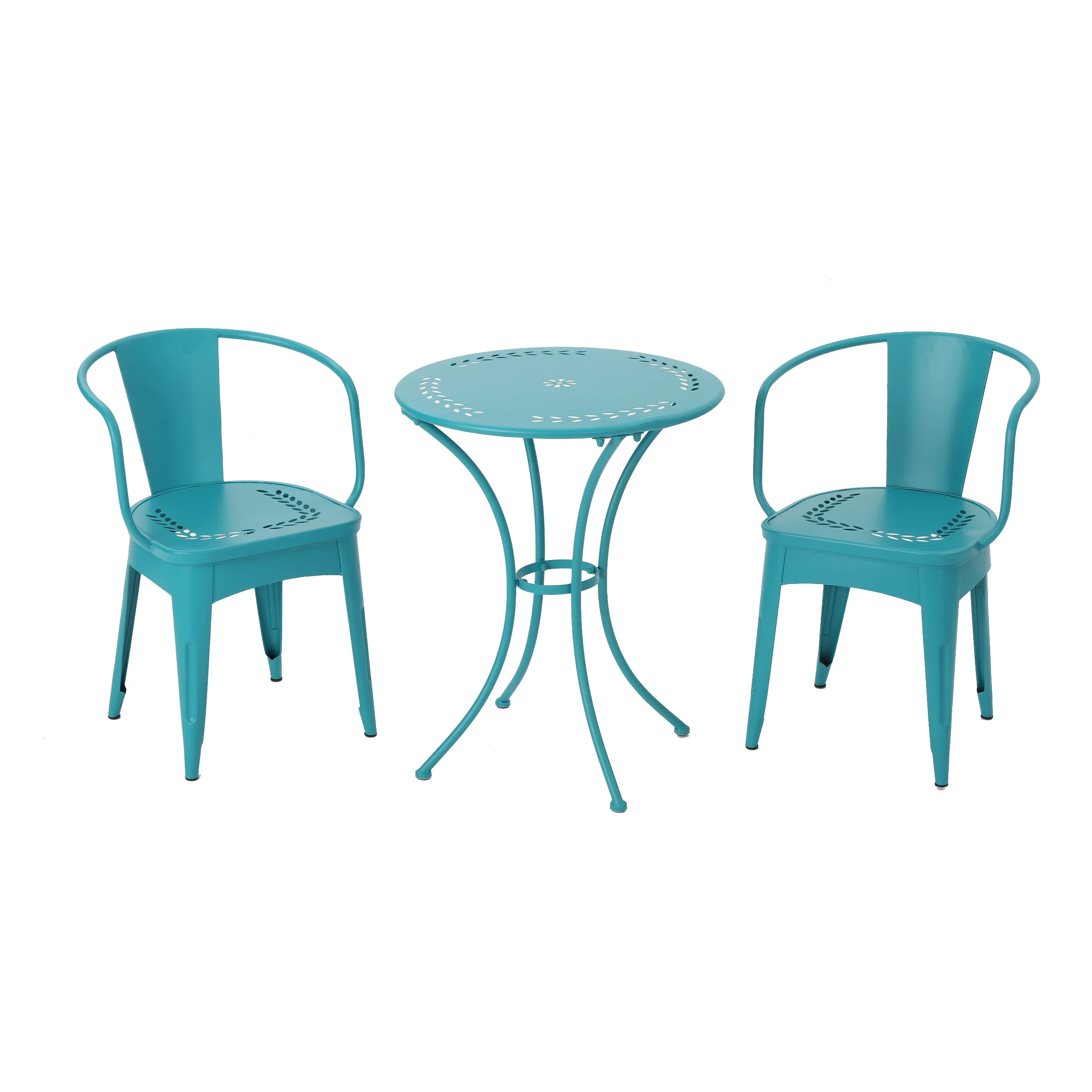 Leona Outdoor 3 Piece Paint Finished Iron Bistro Set - furnishings