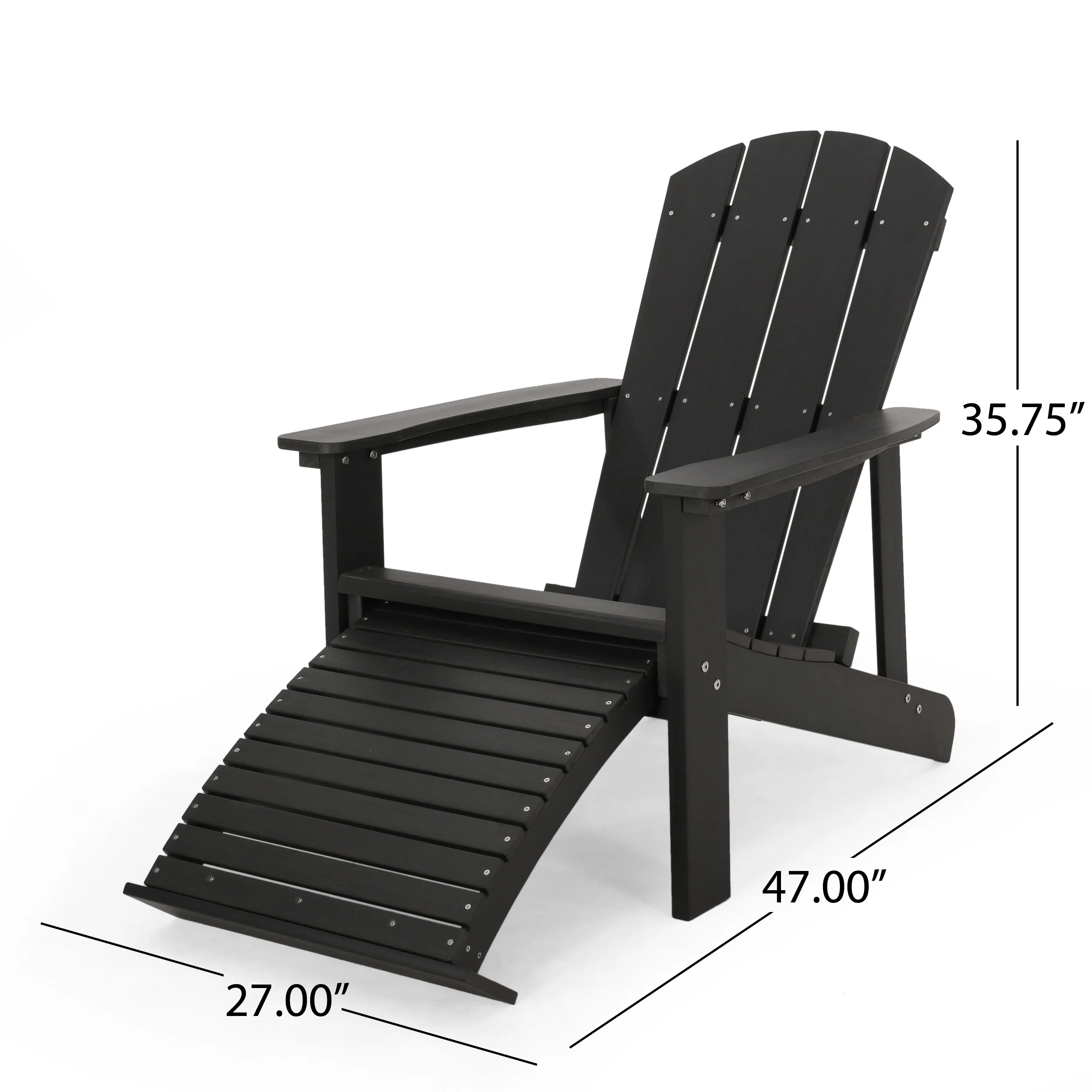 Ulises Outdoor Faux Wood Adirondack Chair with Retractable Ottoman - furnishings