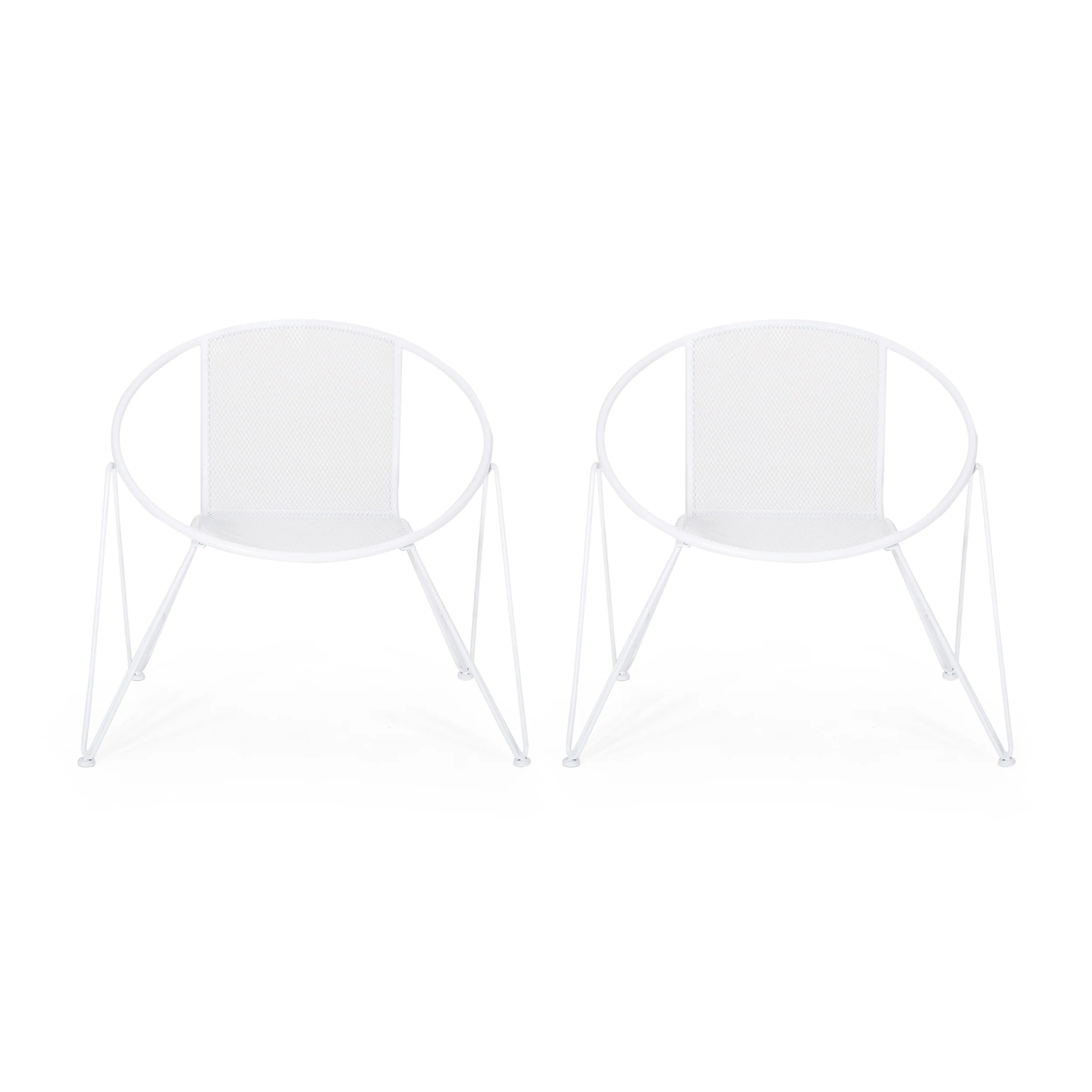 Graham Modern Outdoor Iron Club Chair (Set of 2) - furnishings