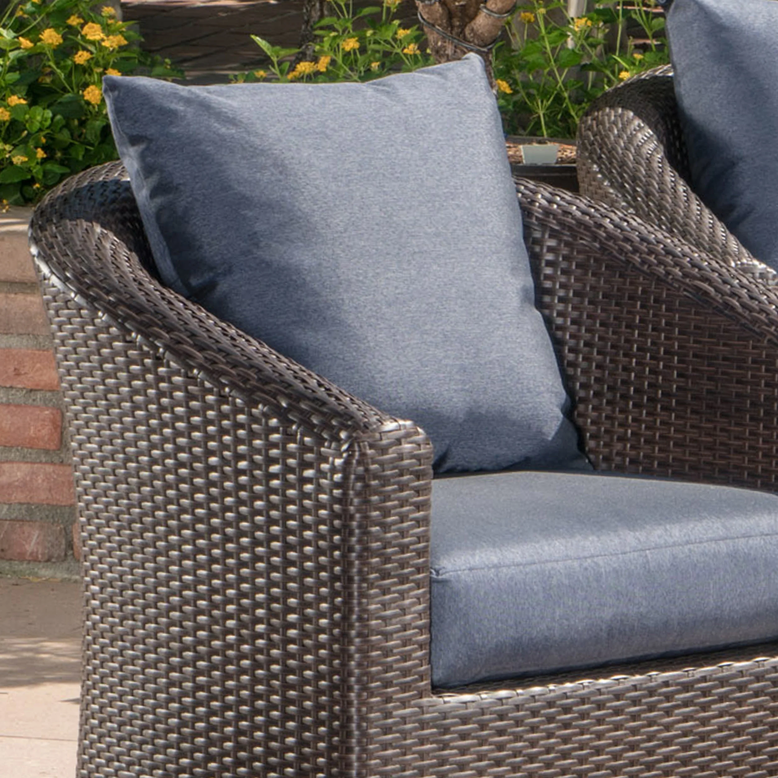 Zippa Outdoor 5 Piece Wicker Swivel Club Chair Fire Pit Chat Set - furnishings