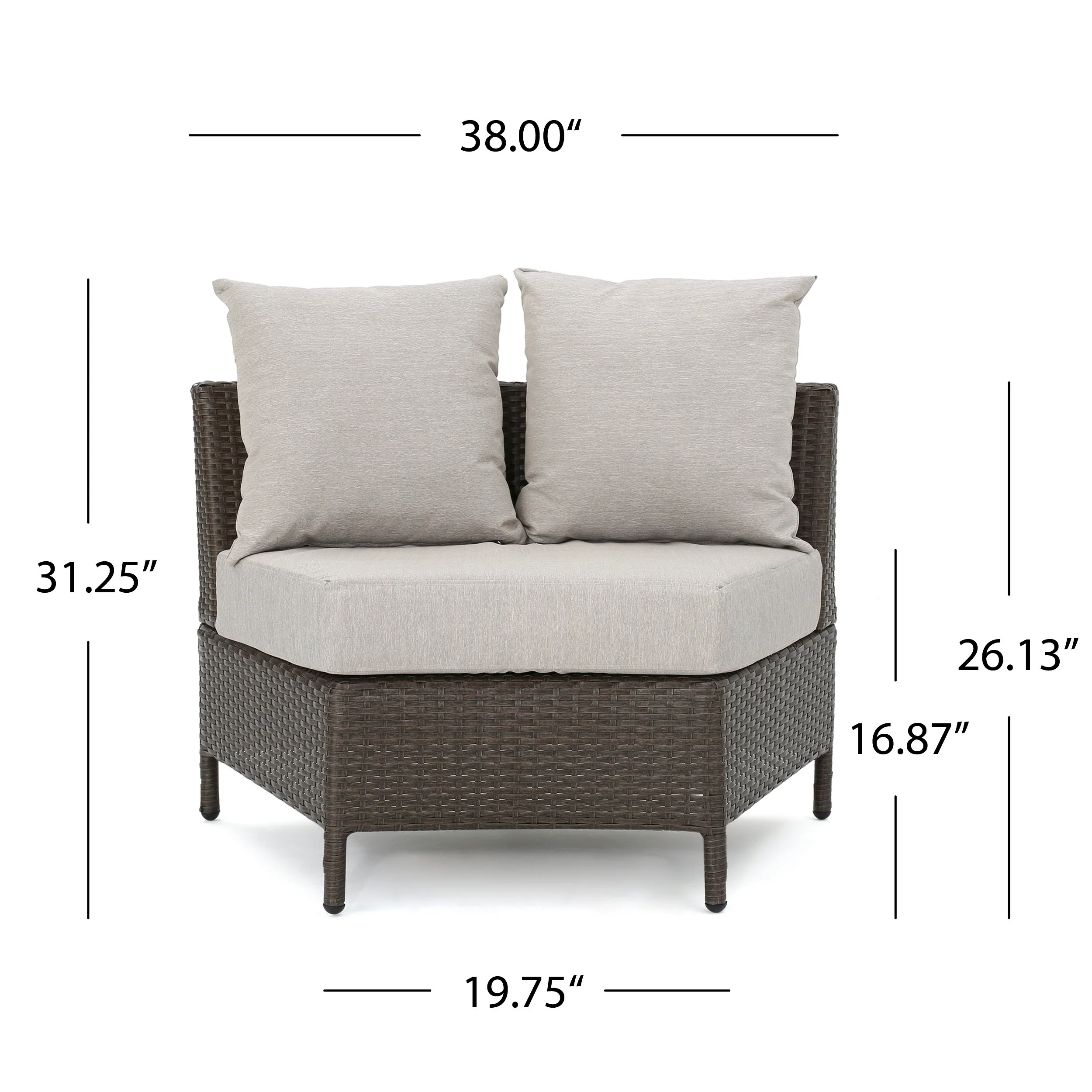 Harper Outdoor Wicker Curved Loveseat Sectional with Cushions - furnishings