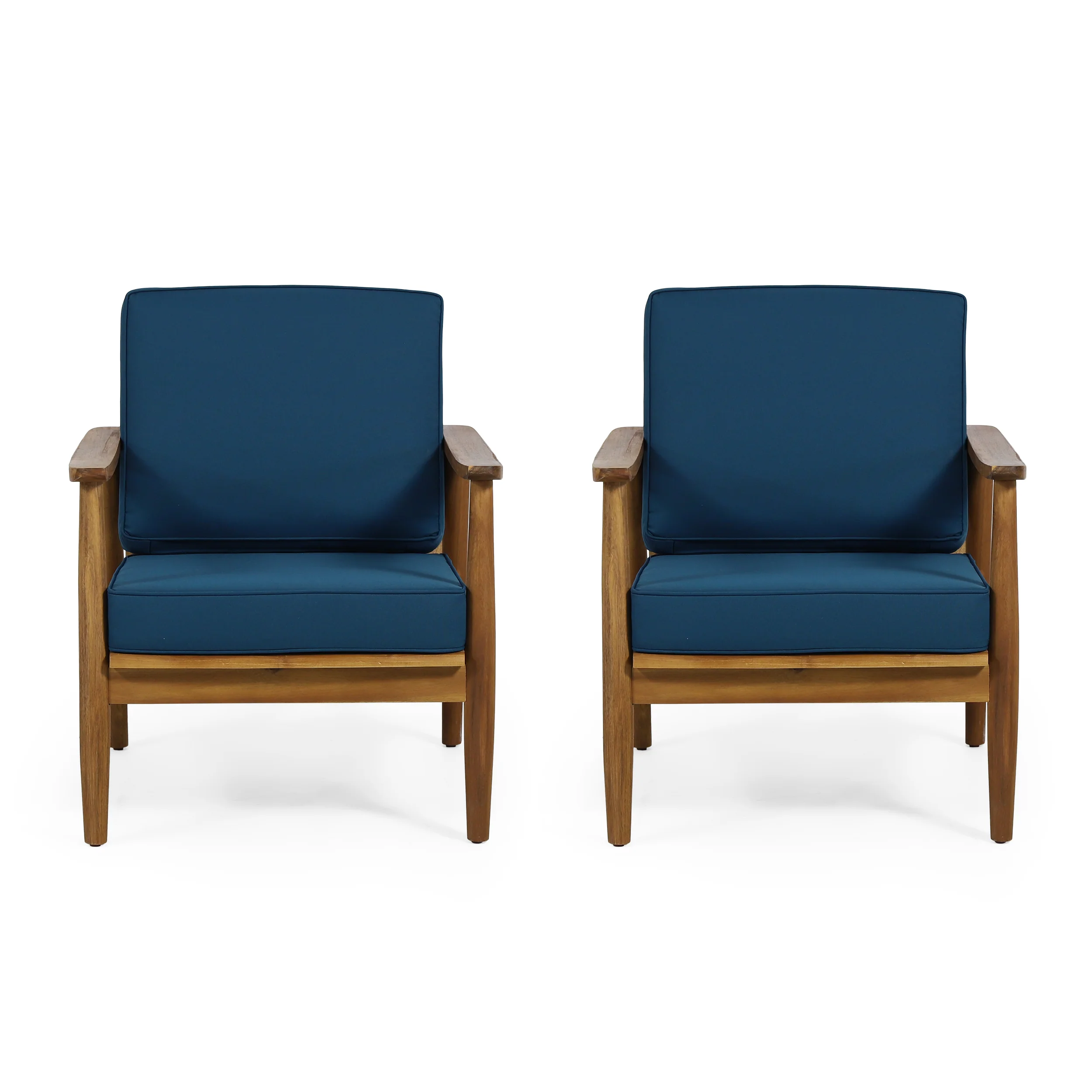 Emmry Outdoor Acacia Wood Club Chair, Set of 2 - furnishings