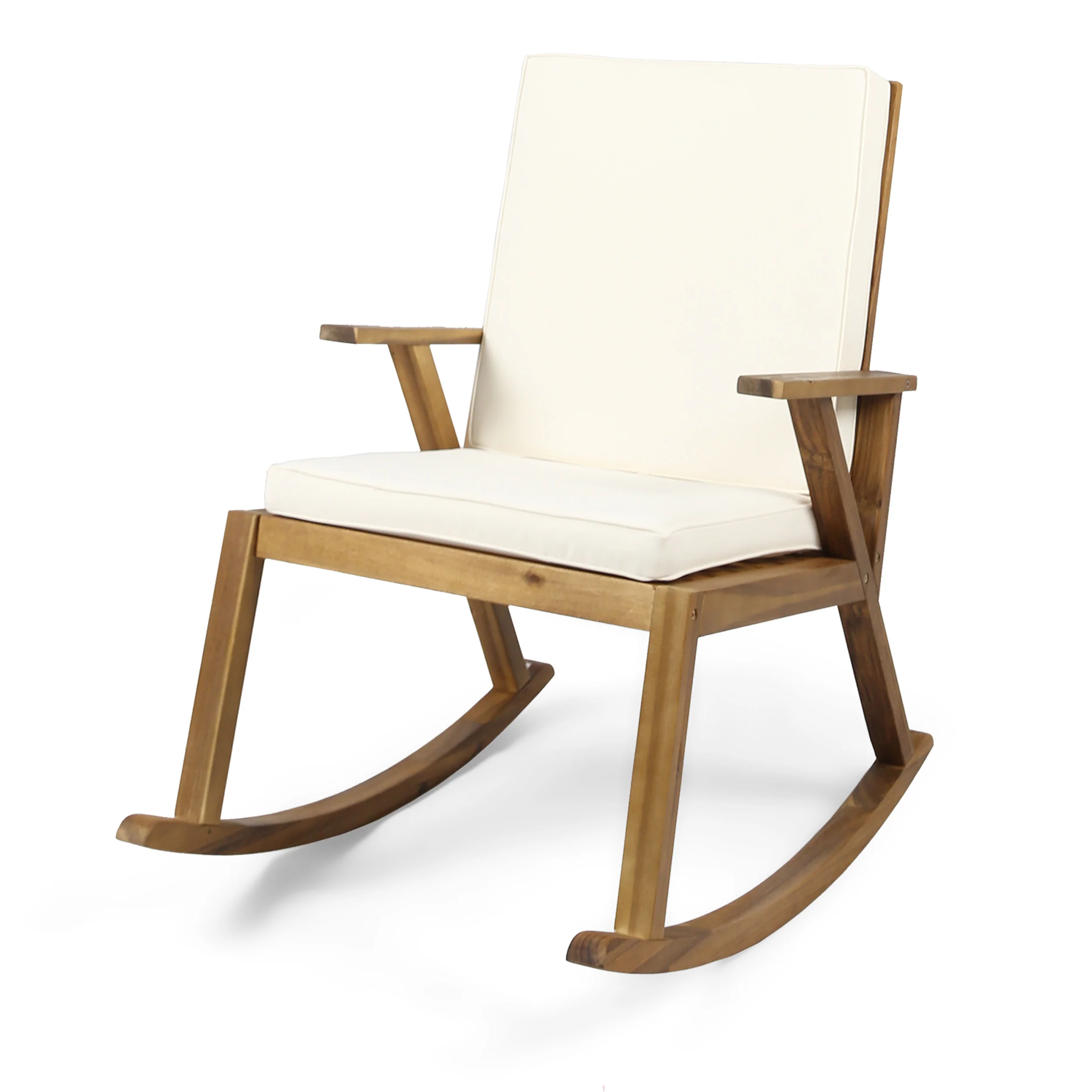 Andy Outdoor Acacia Wood Rocking Chair with Water-Resistant Cushions - furnishings