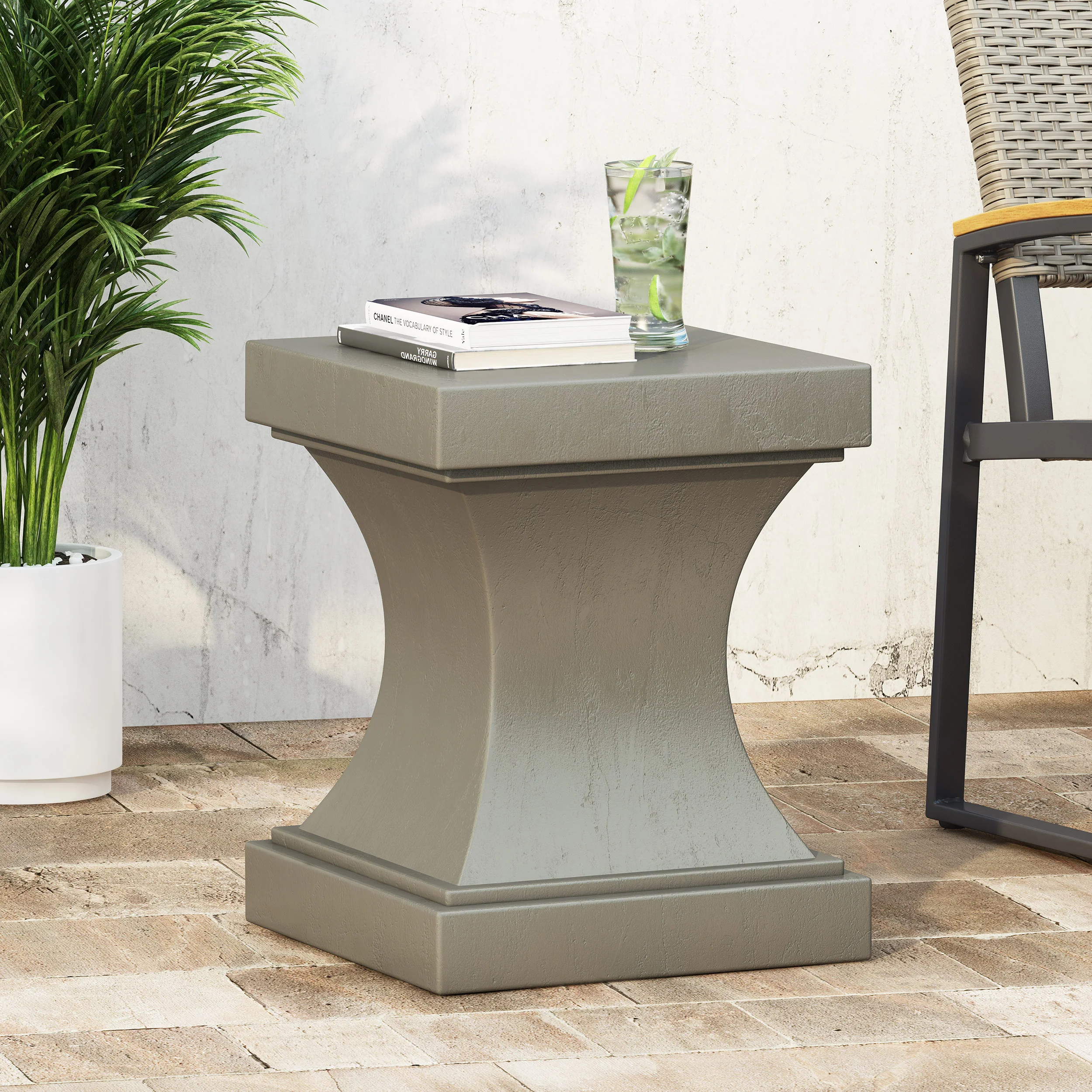 Atrass Outdoor Modern Lightweight Concrete Side Table - furnishings