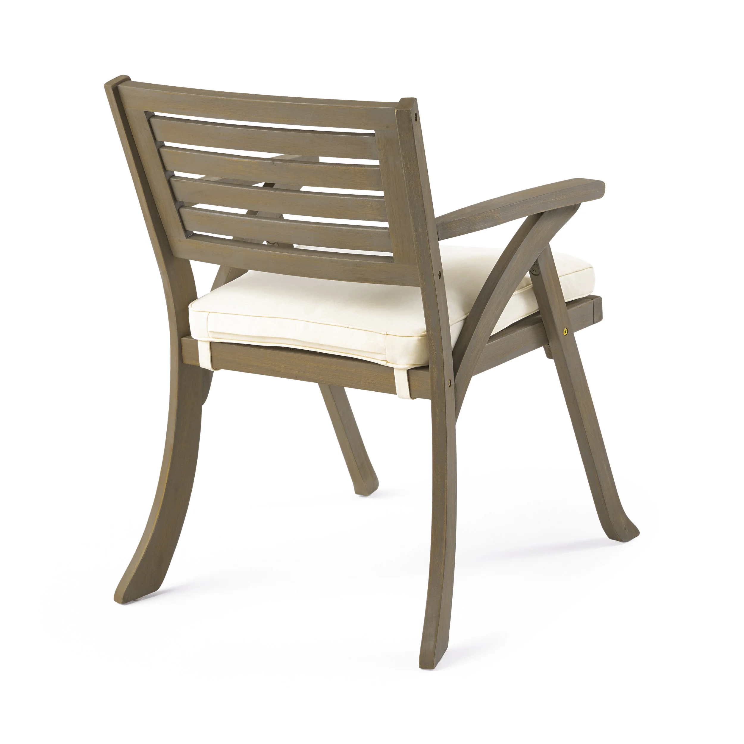 Sean Outdoor Acacia Wood Dining Chair, Gray and Cr?§?§me - furnishings