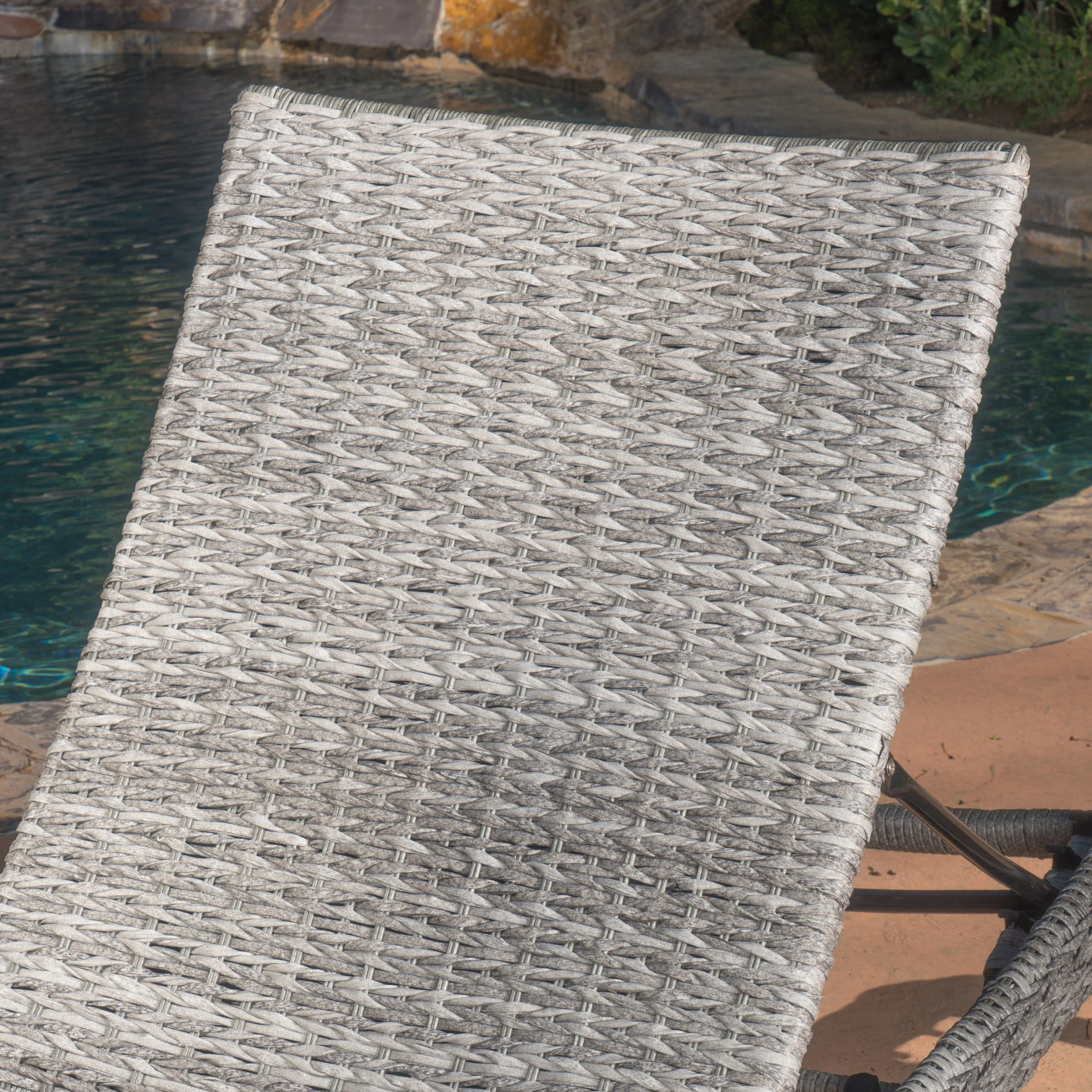 Isle Of Palms Outdoor Grey Wicker Adjustable Back Chaise Lounges - furnishings