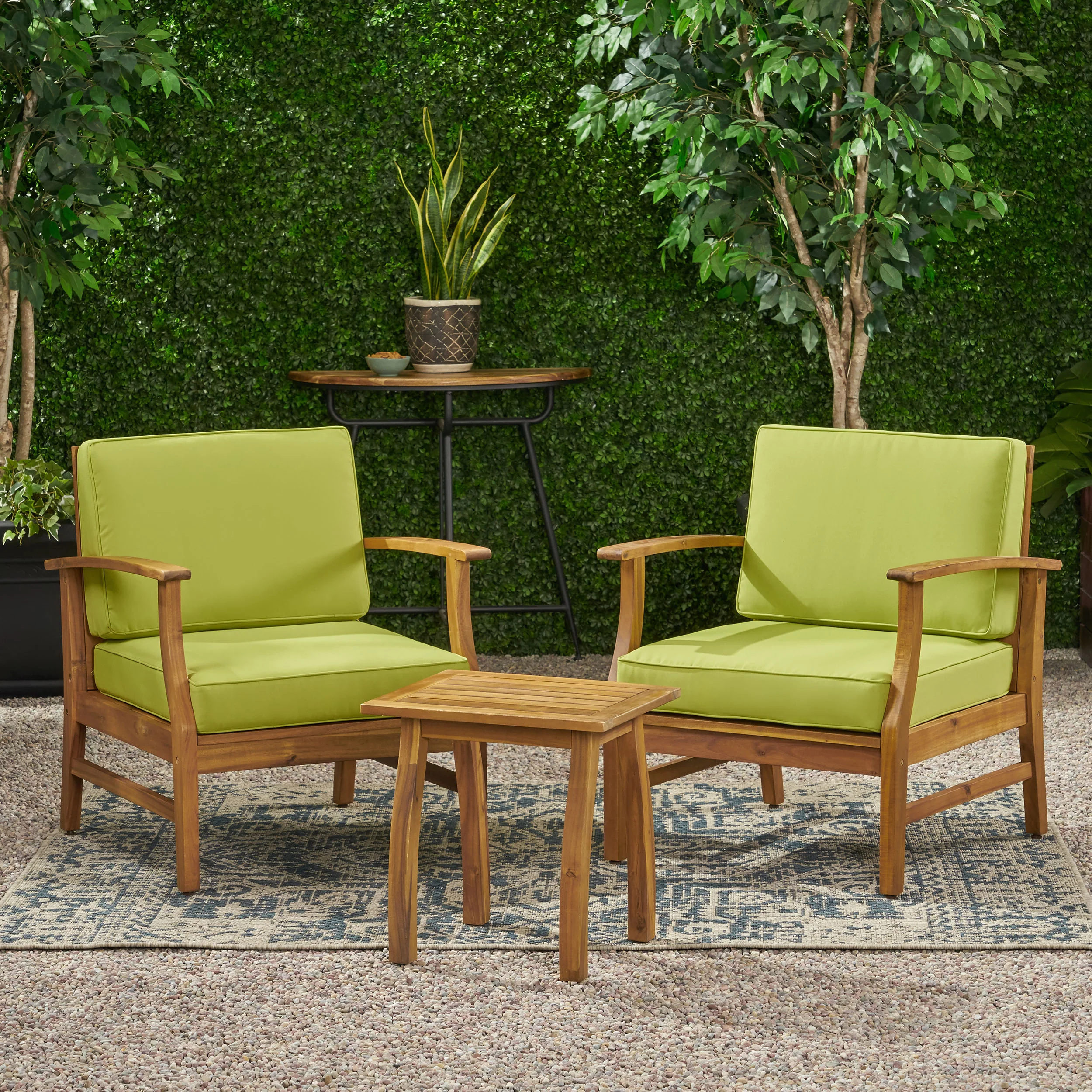 Pearl Outdoor 2 Seater Acacia Wood Chat Set with Cushions - furnishings