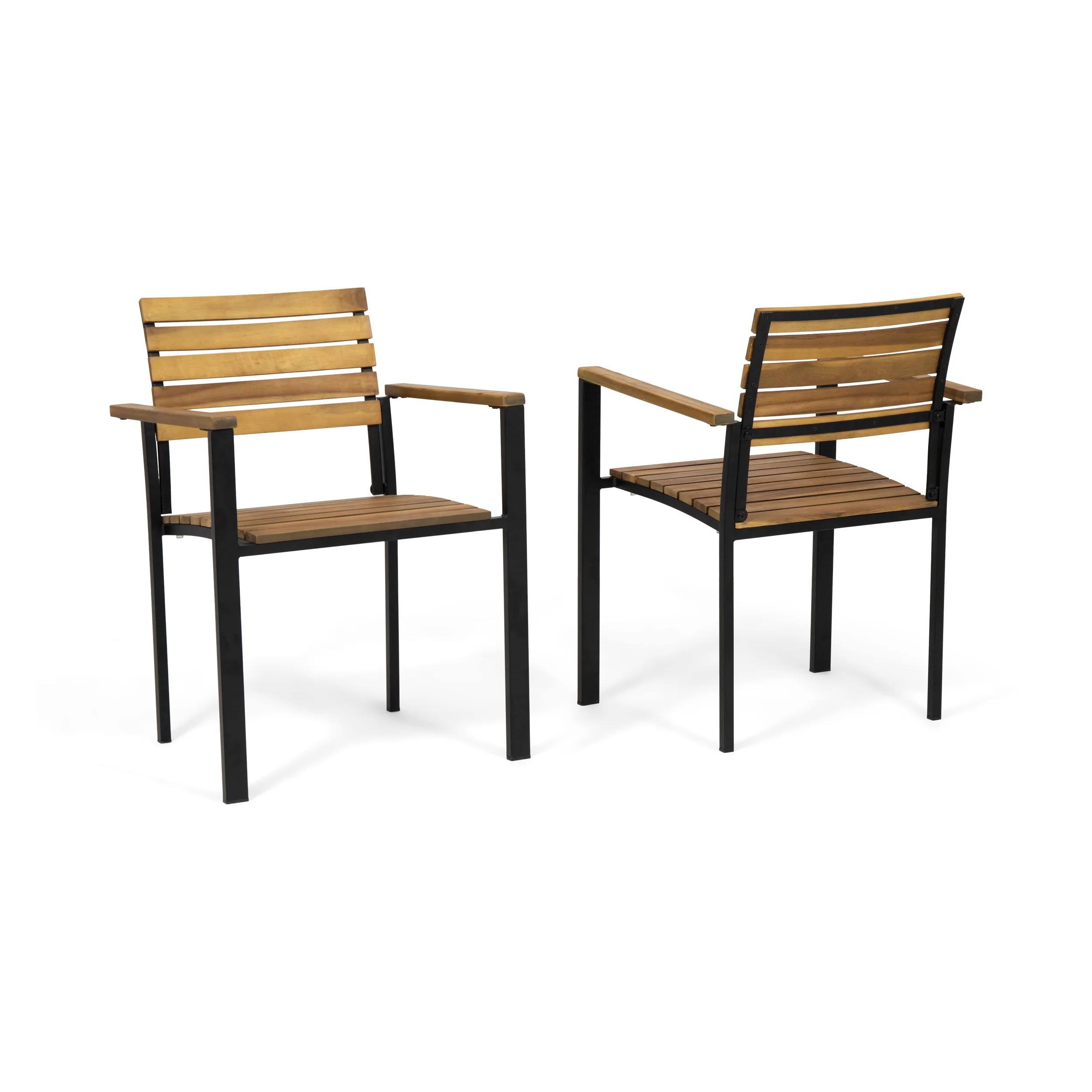 Alberta Outdoor Wood and Iron Dining Chairs (Set of 2) - furnishings