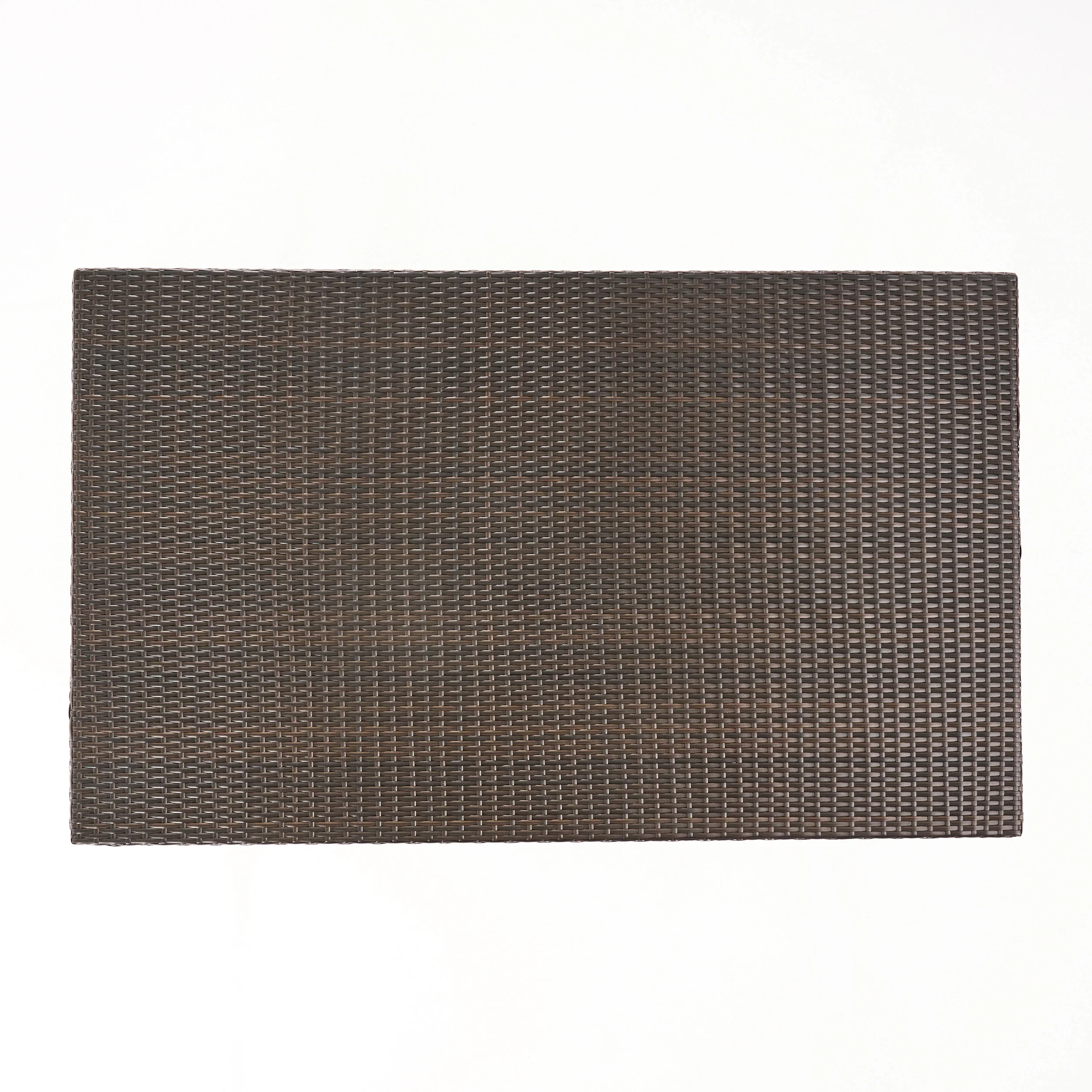 Medens Contemporary Outdoor Multi Brown Polyethylene Rectangle Table - furnishings