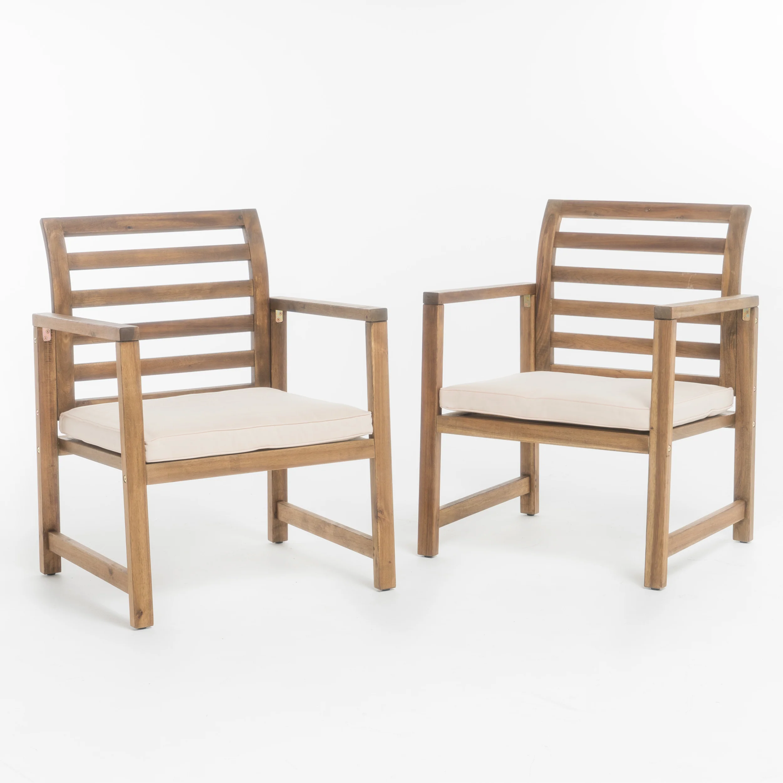 Eveleigh Coastal Outdoor Natural Stained Acacia Wood Club Chair (Set of 2) - furnishings
