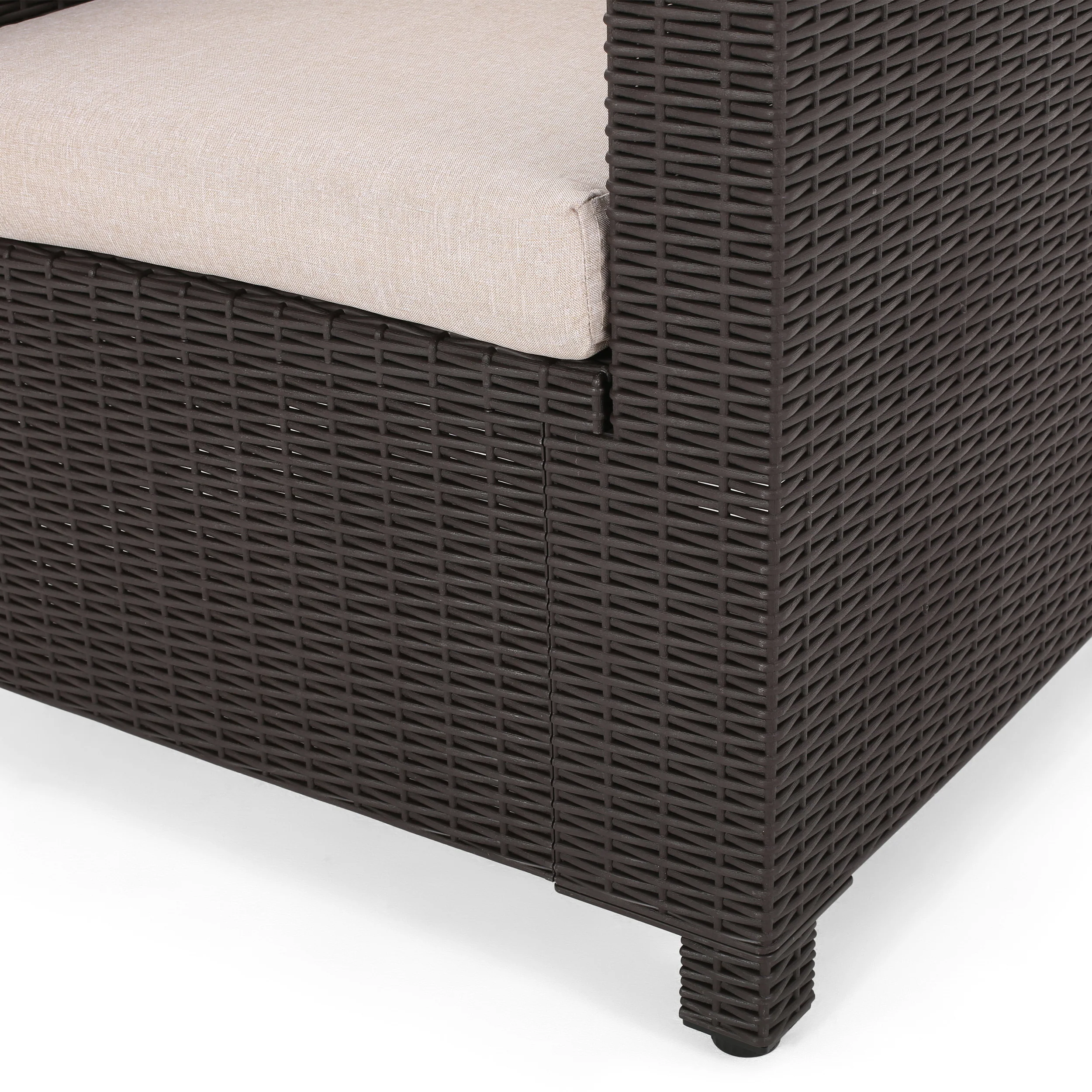 Iven Outdoor 2 Seater Faux Wicker Chat Set with Cushions - furnishings