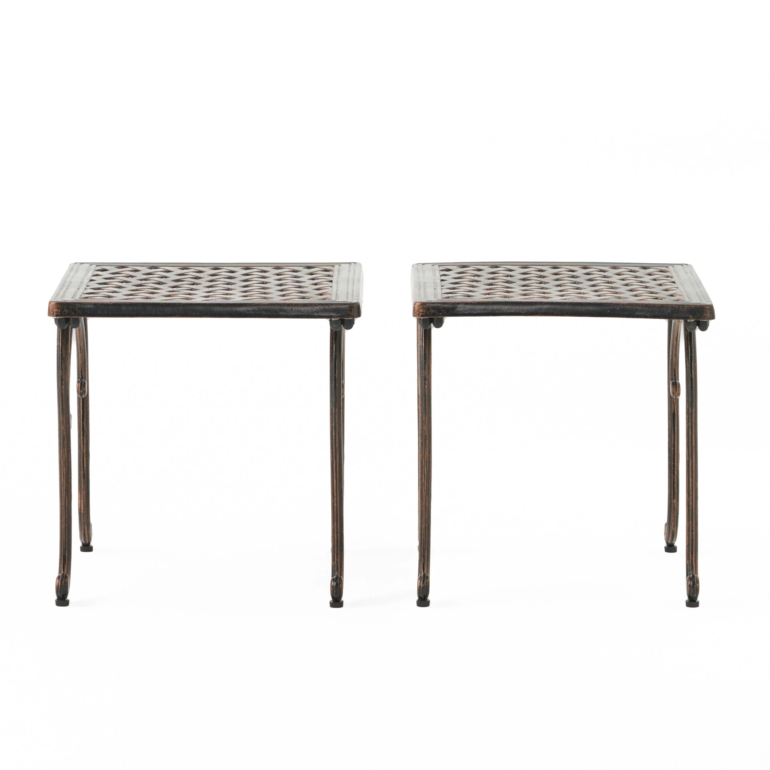 Hyde Traditional Outdoor Copper Cast Aluminum End Tables (Set of 2) - furnishings