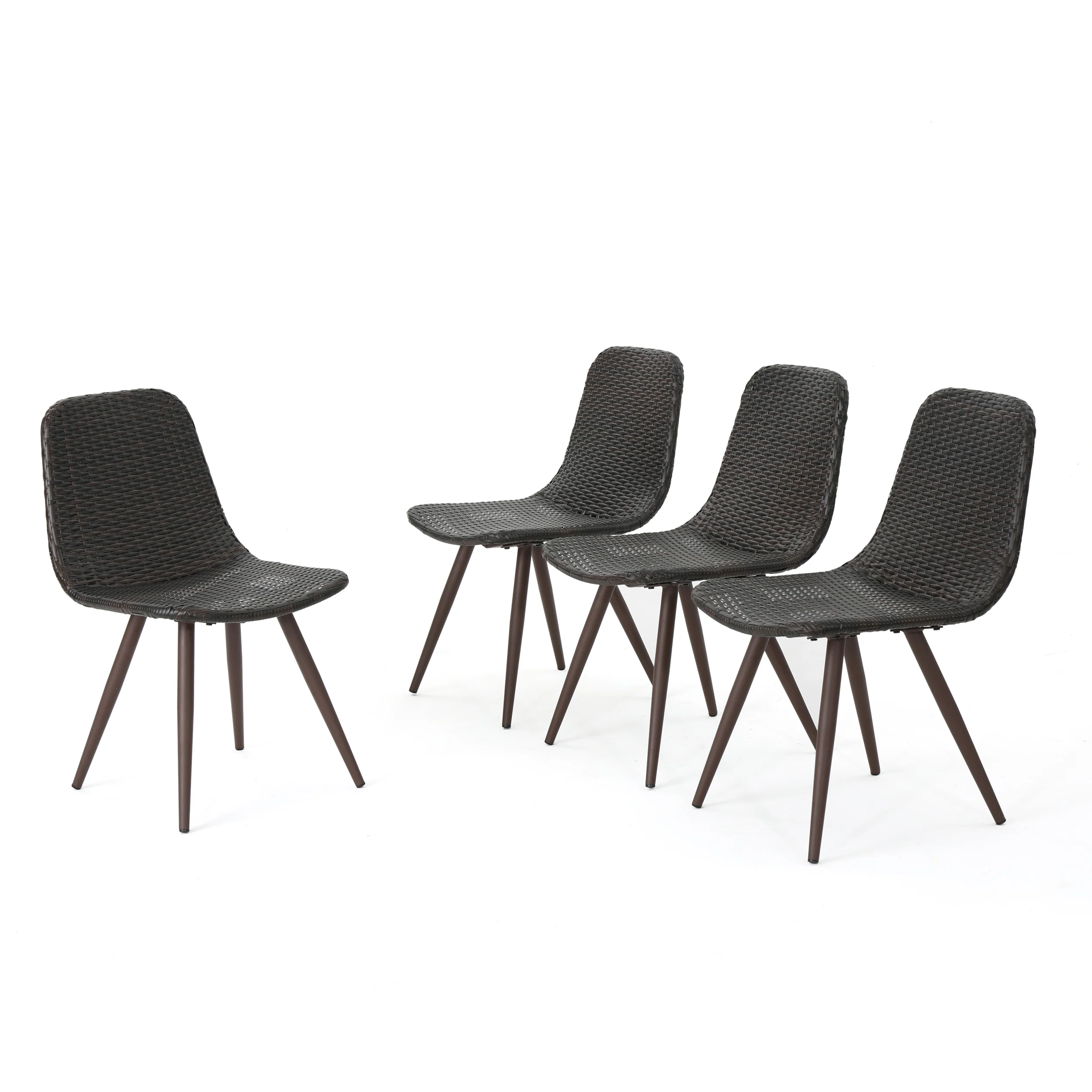 Gilda Outdoor Multibrown Wicker Dining Chairs with Dark Brown Powder Coated Legs - furnishings