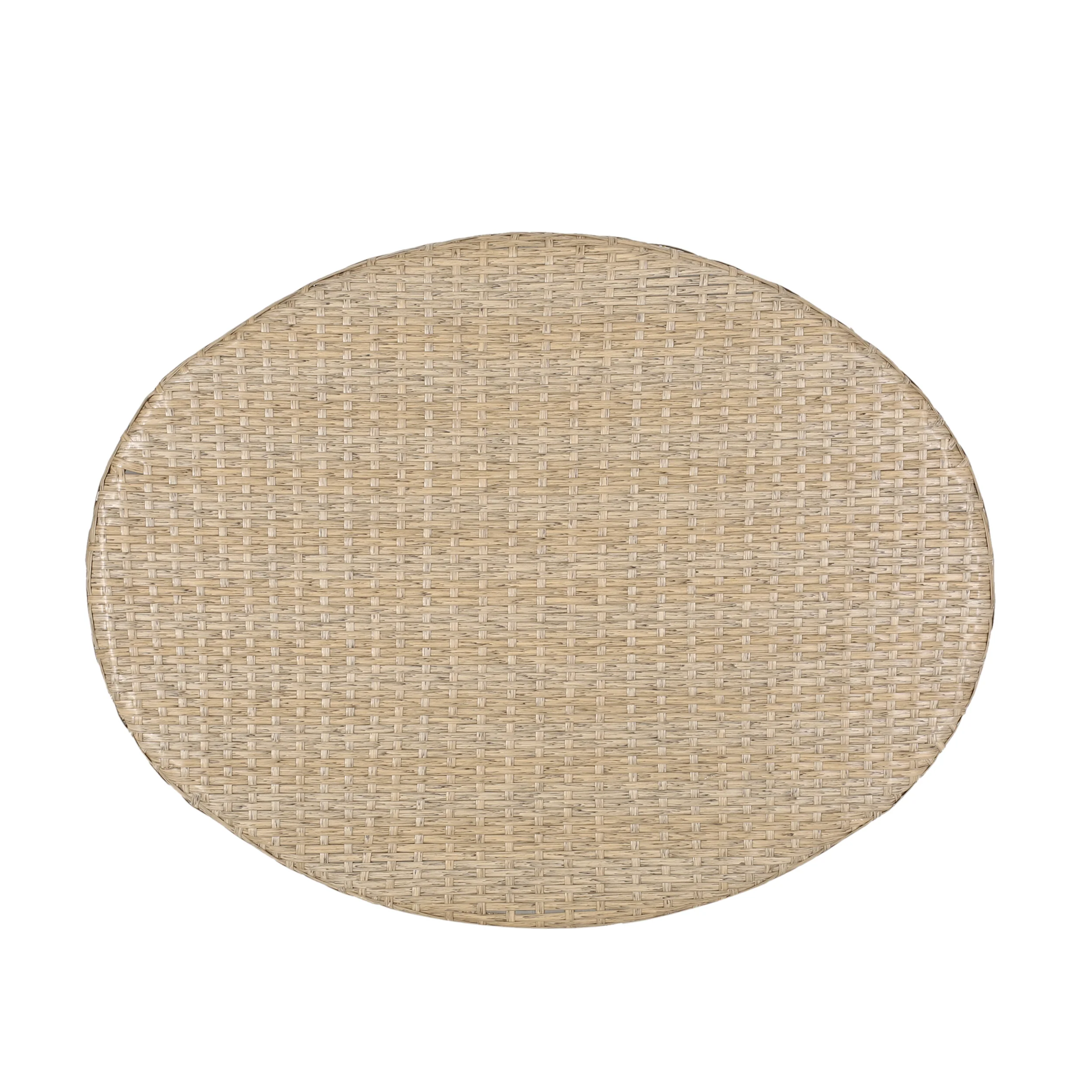 Colmar Outdoor Wicker Loveseat and Coffee Table Set, Light Brown and Beige - furnishings