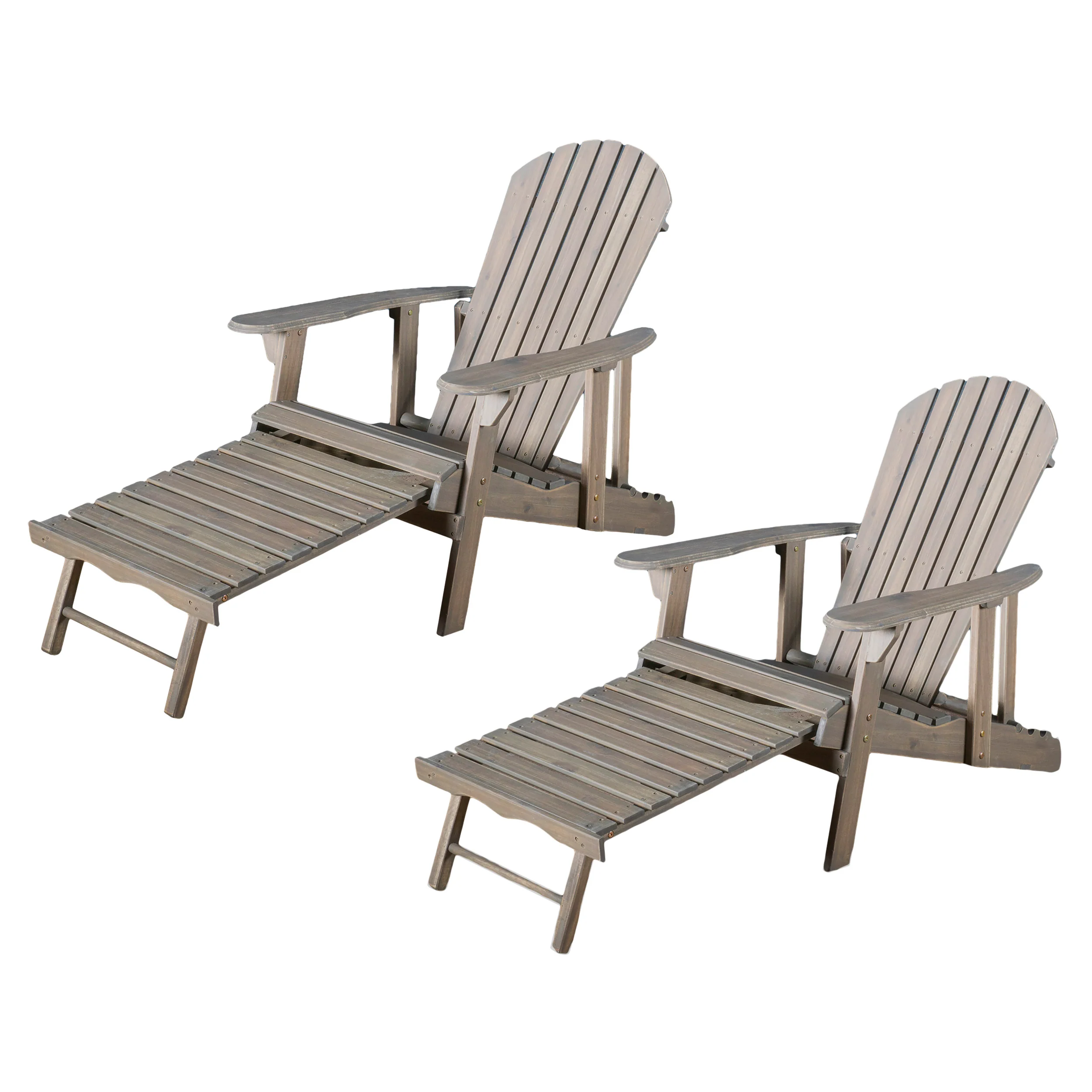 Kono Outdoor Acacia Wood Reclining Adirondack Chair with Footrest - furnishings