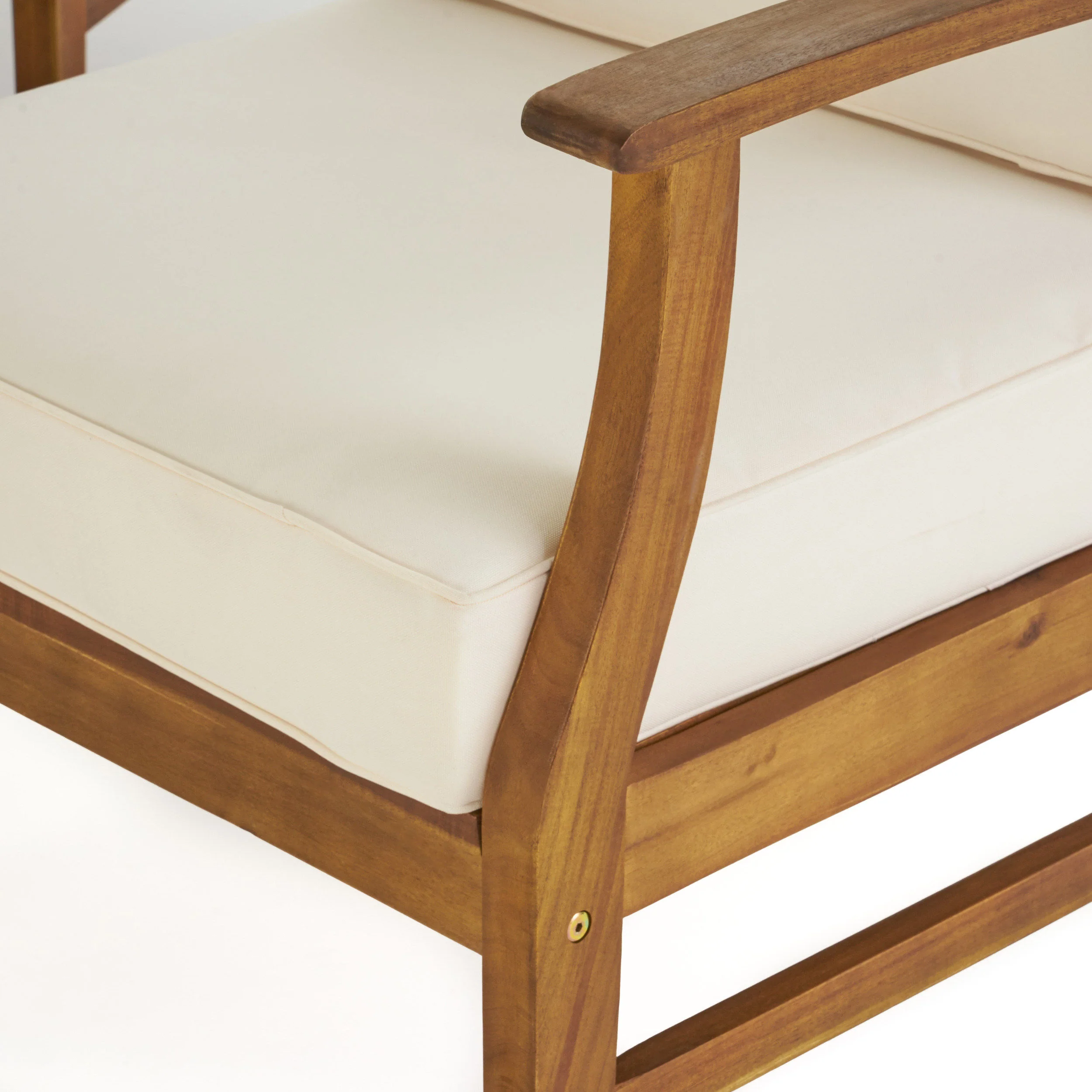 Easter Outdoor 4 Seat Teak Finished Acacia Wood Club Chairs Fire Pit Chat Set - furnishings