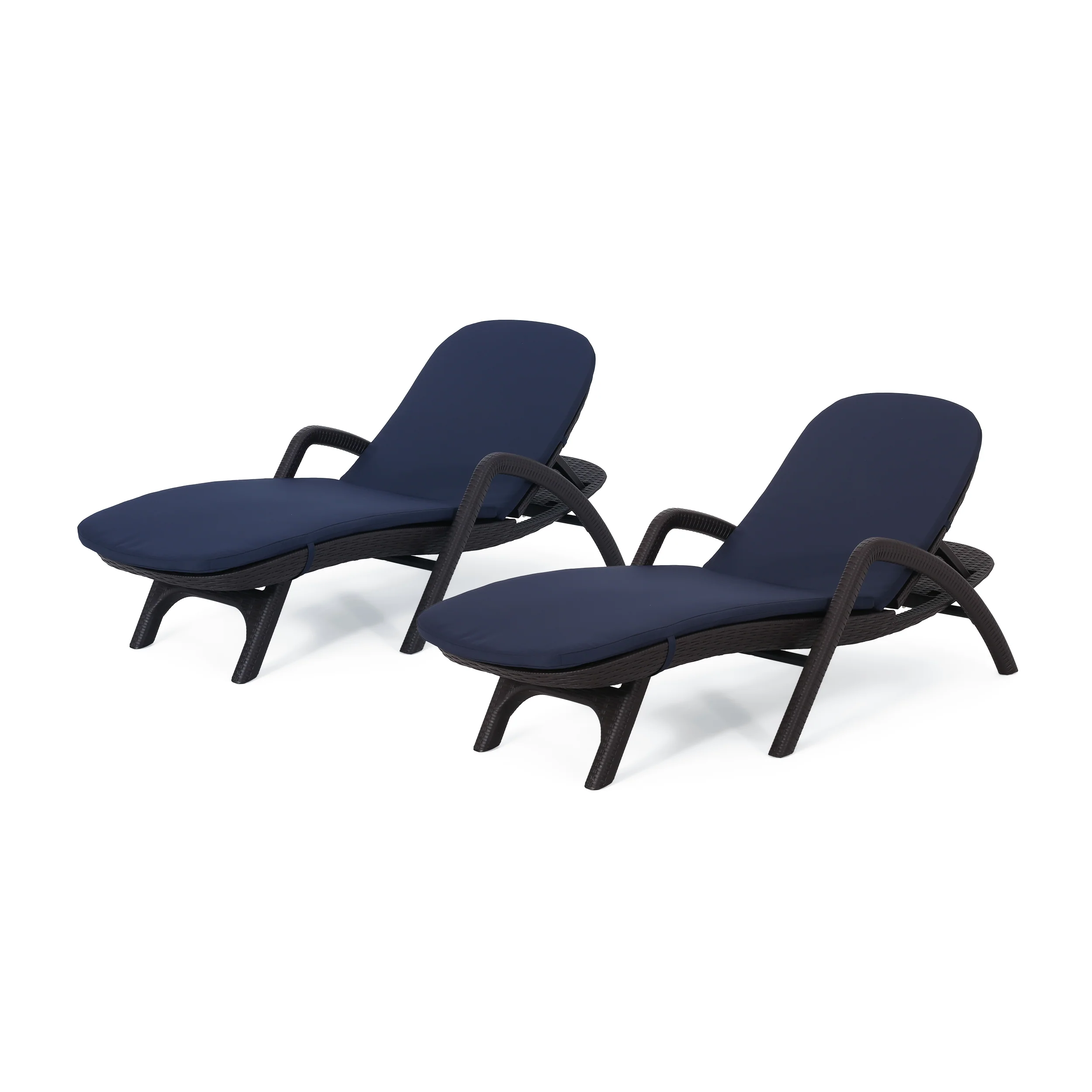 Riley Outdoor Faux Wicker Chaise Lounges with Cushion (Set of 2) - furnishings