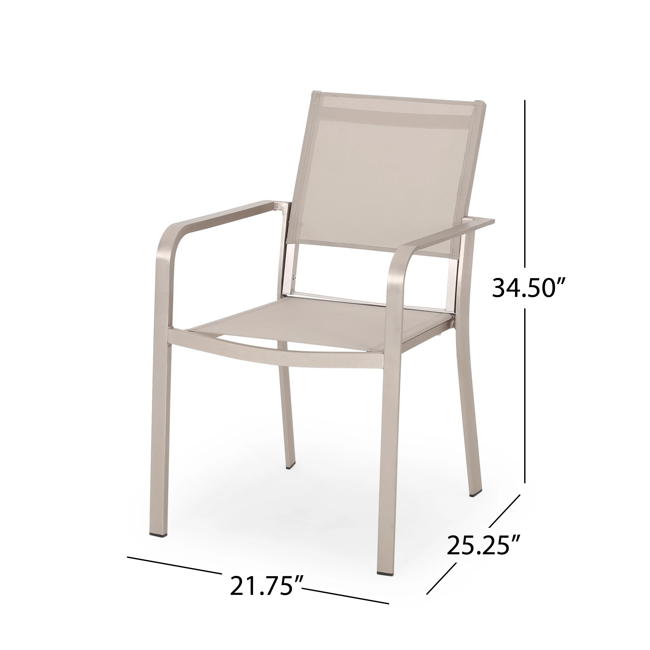 Martin Outdoor Modern Aluminum Dining Chair with Mesh Seat (Set of 2) - furnishings
