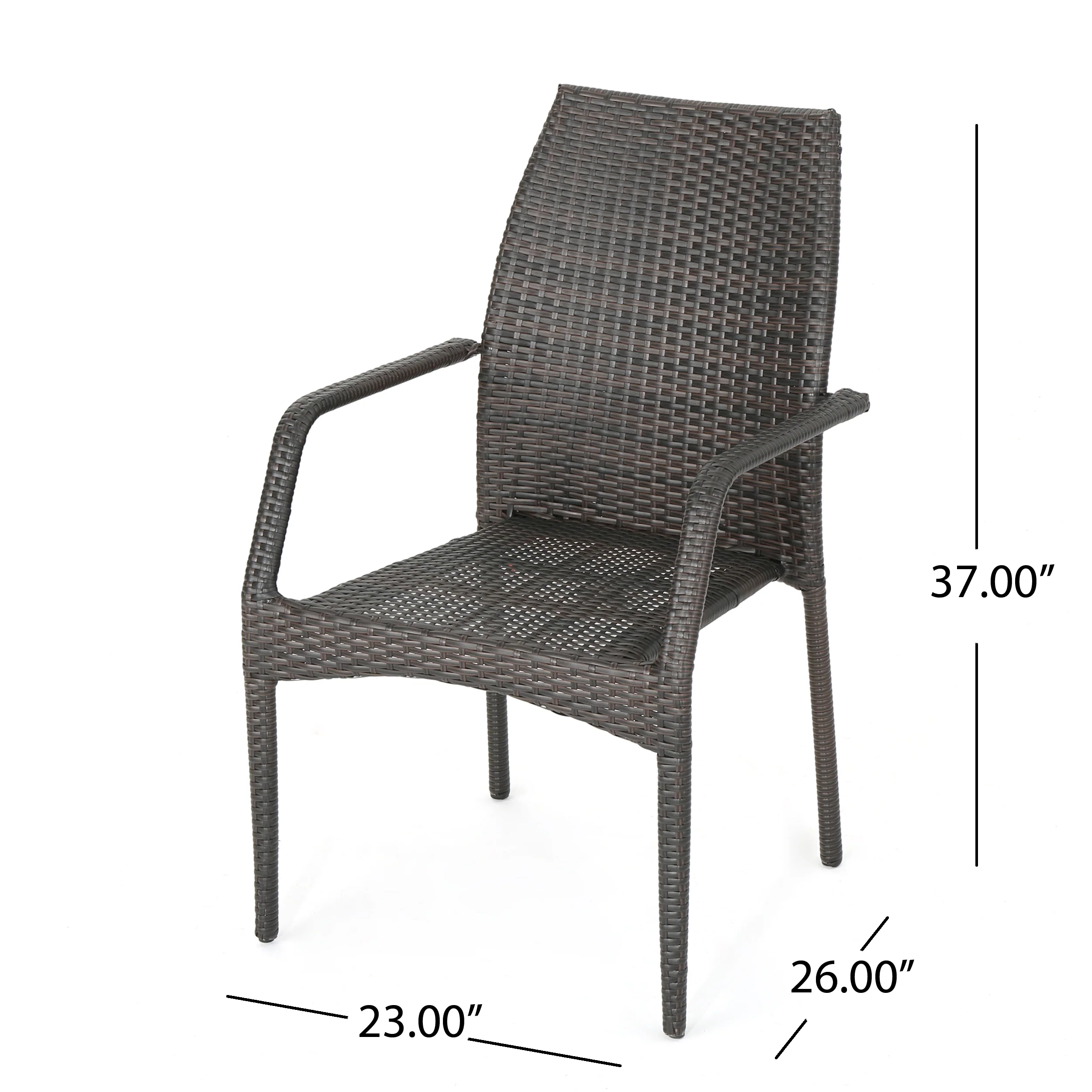 Ralsey Outdoor 3 Piece Multi-Brown Wicker Chat Set with Stacking Chairs - furnishings