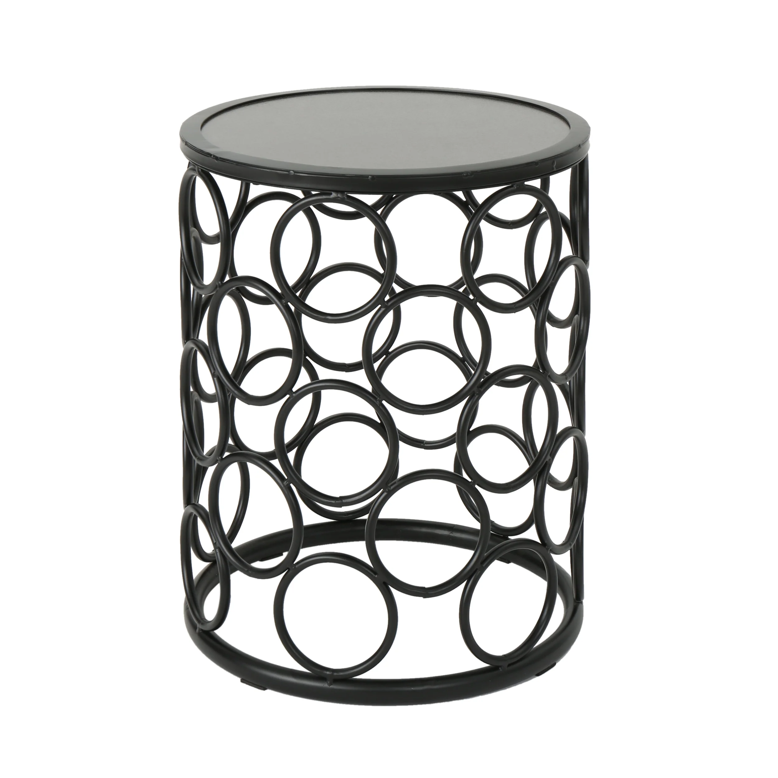 Ghelro Outdoor 16 Inch Grey Finish Ceramic Tile Side Table - furnishings