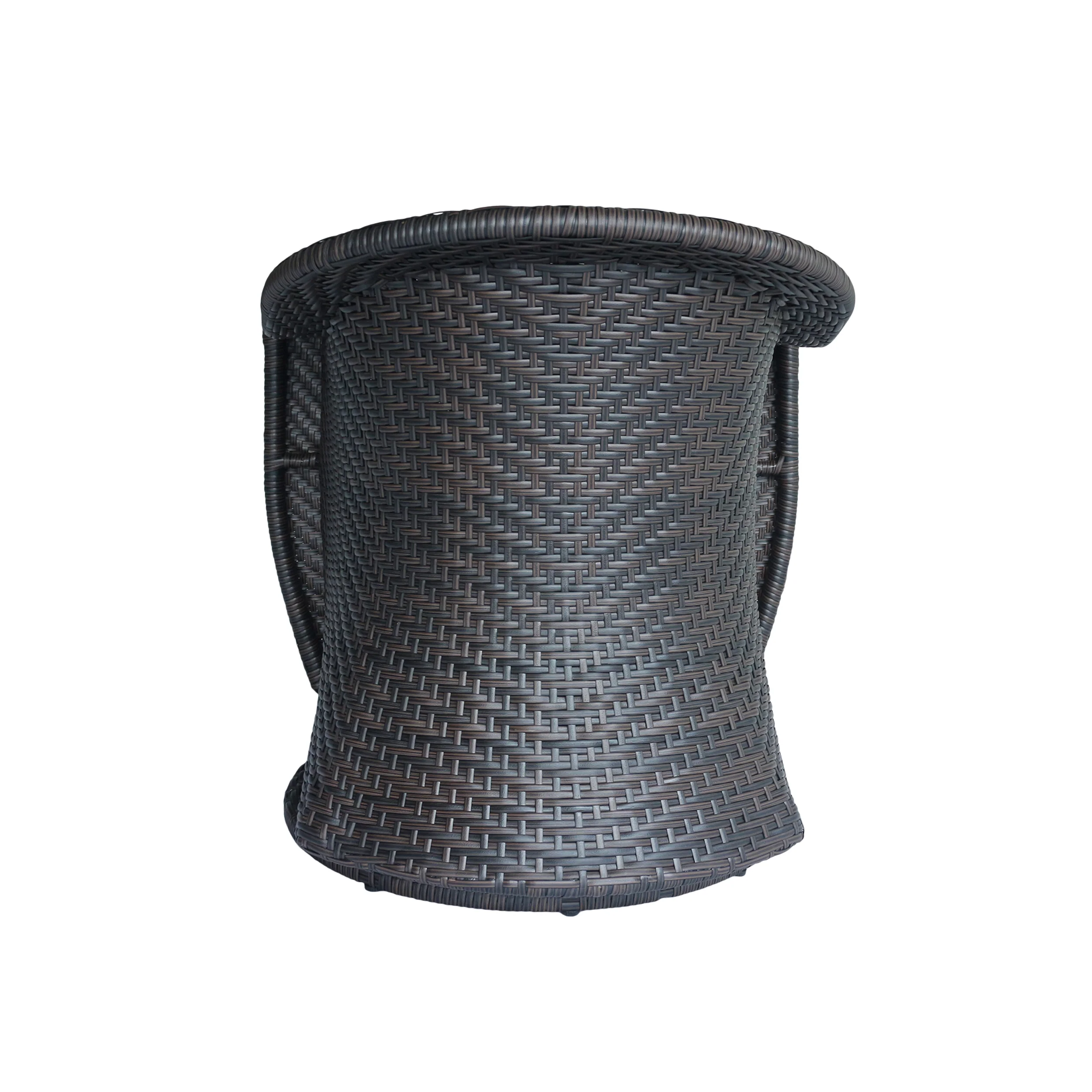 Florence Patio Swivel Chairs, Wicker with Outdoor Cushions, Multi-Brown and Navy Blue - furnishings
